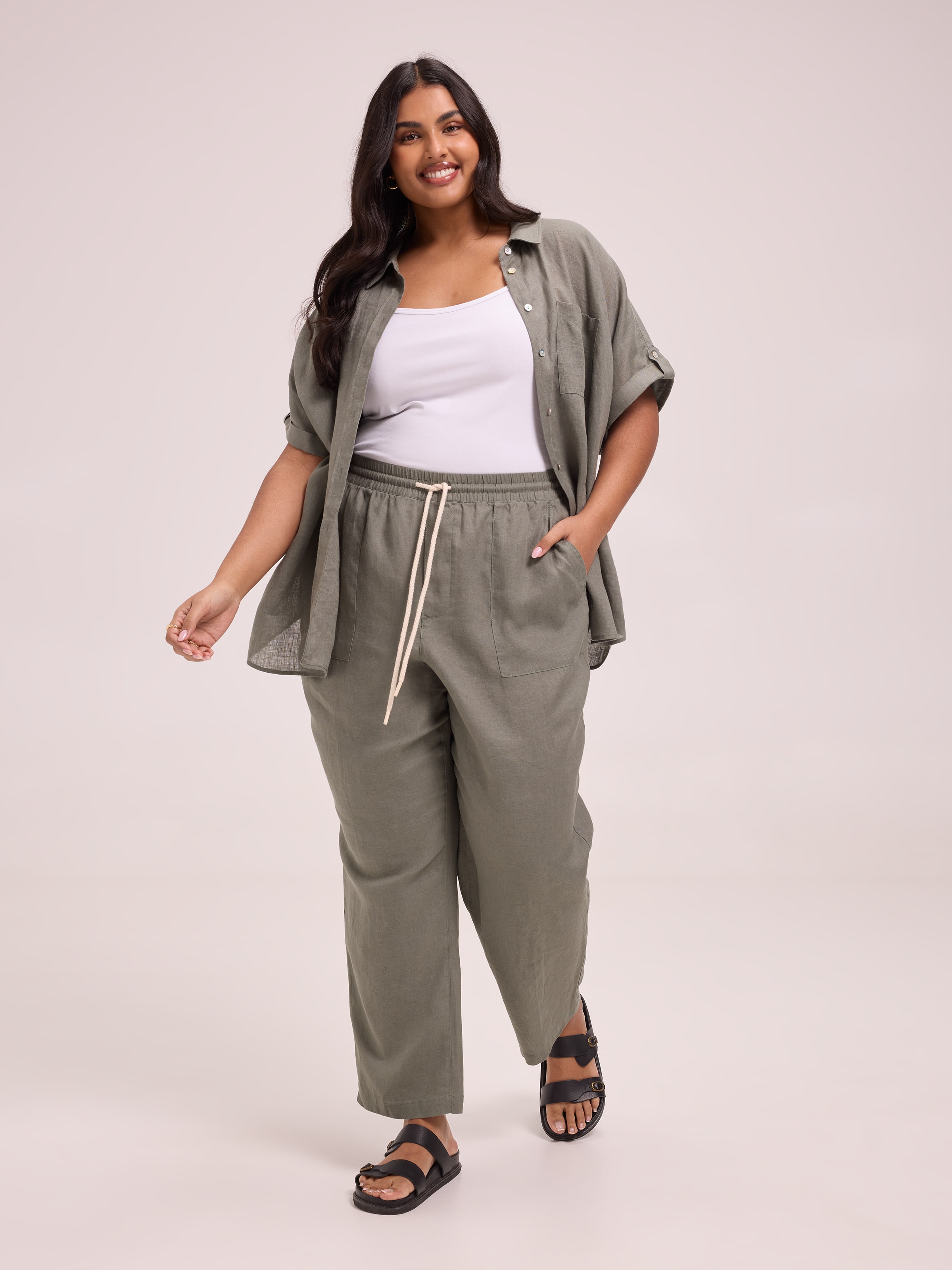 Curve Sophie Linen Tapered Pant
