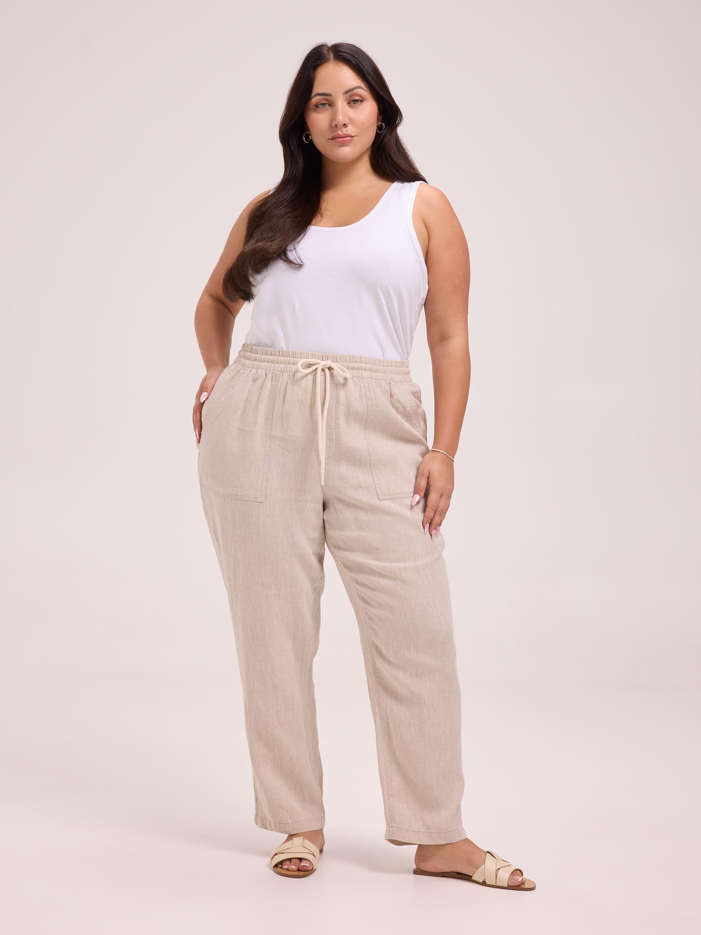 Curve Sophie Linen Tapered Pant