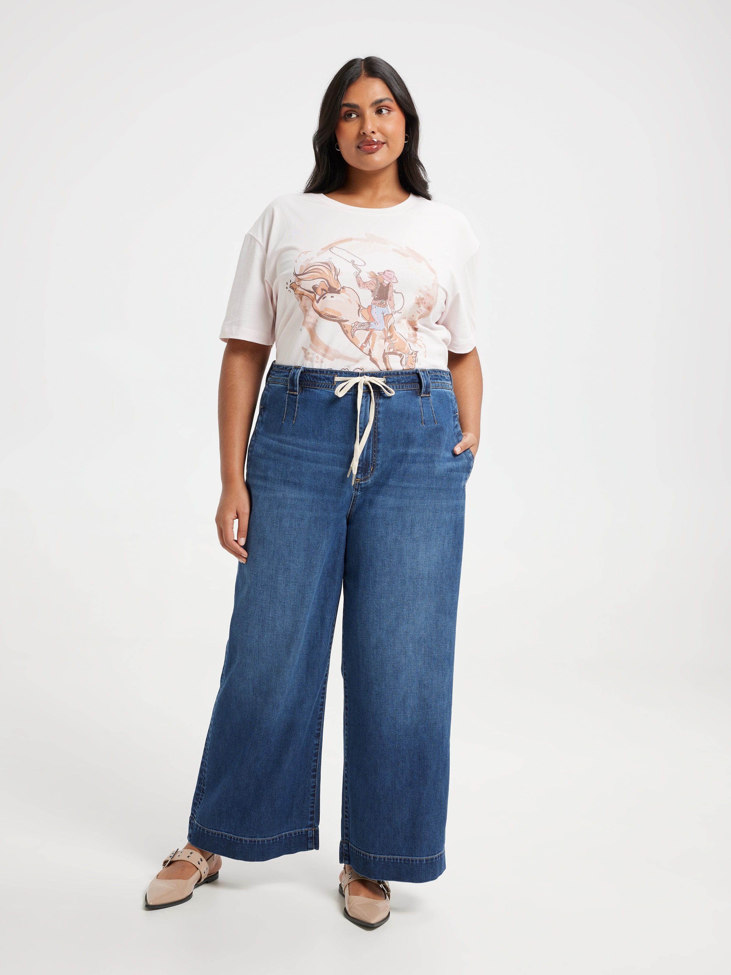Curve Tie Waist Wide Ankle