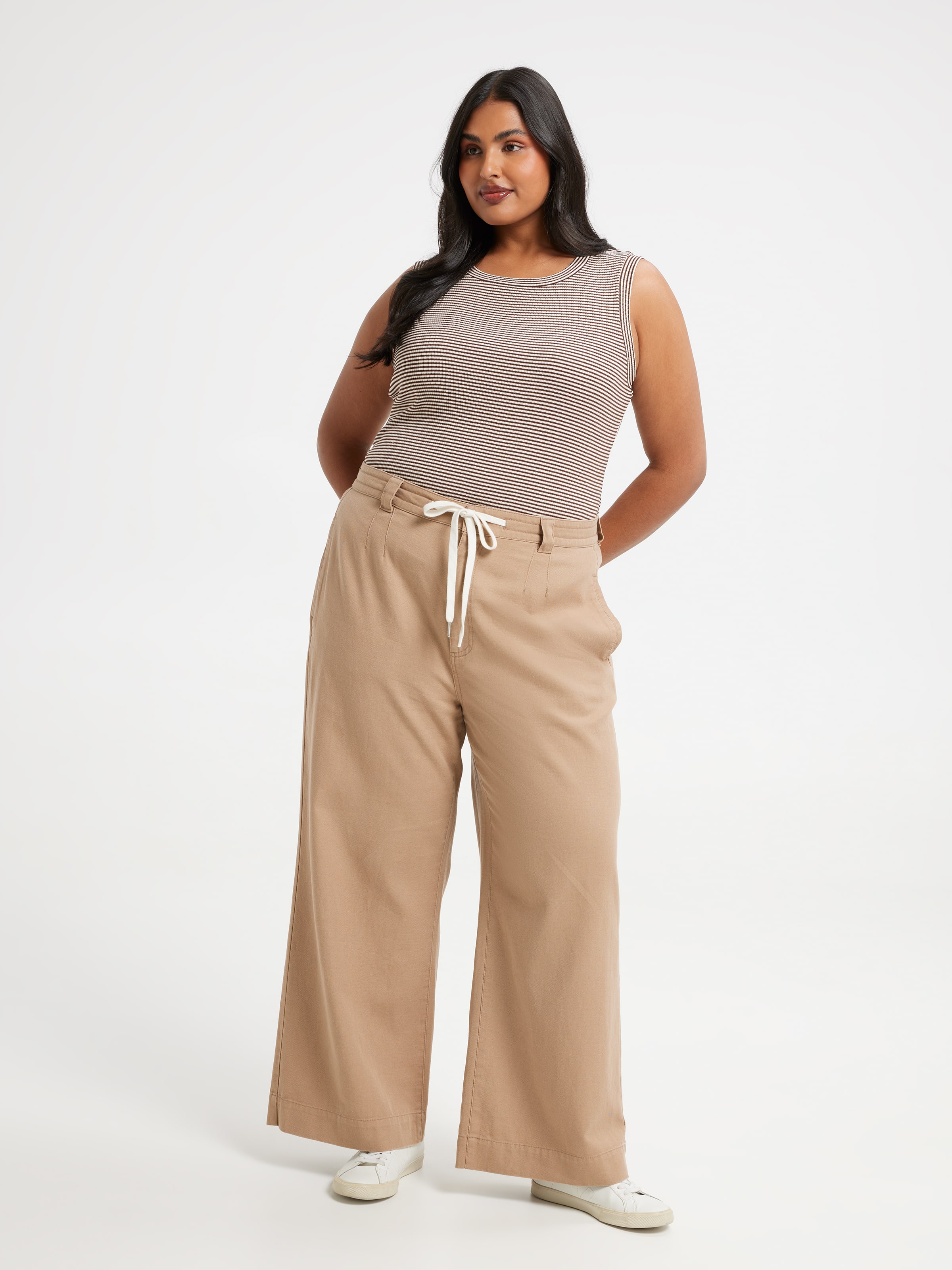 Curve Tie Waist Wide Ankle