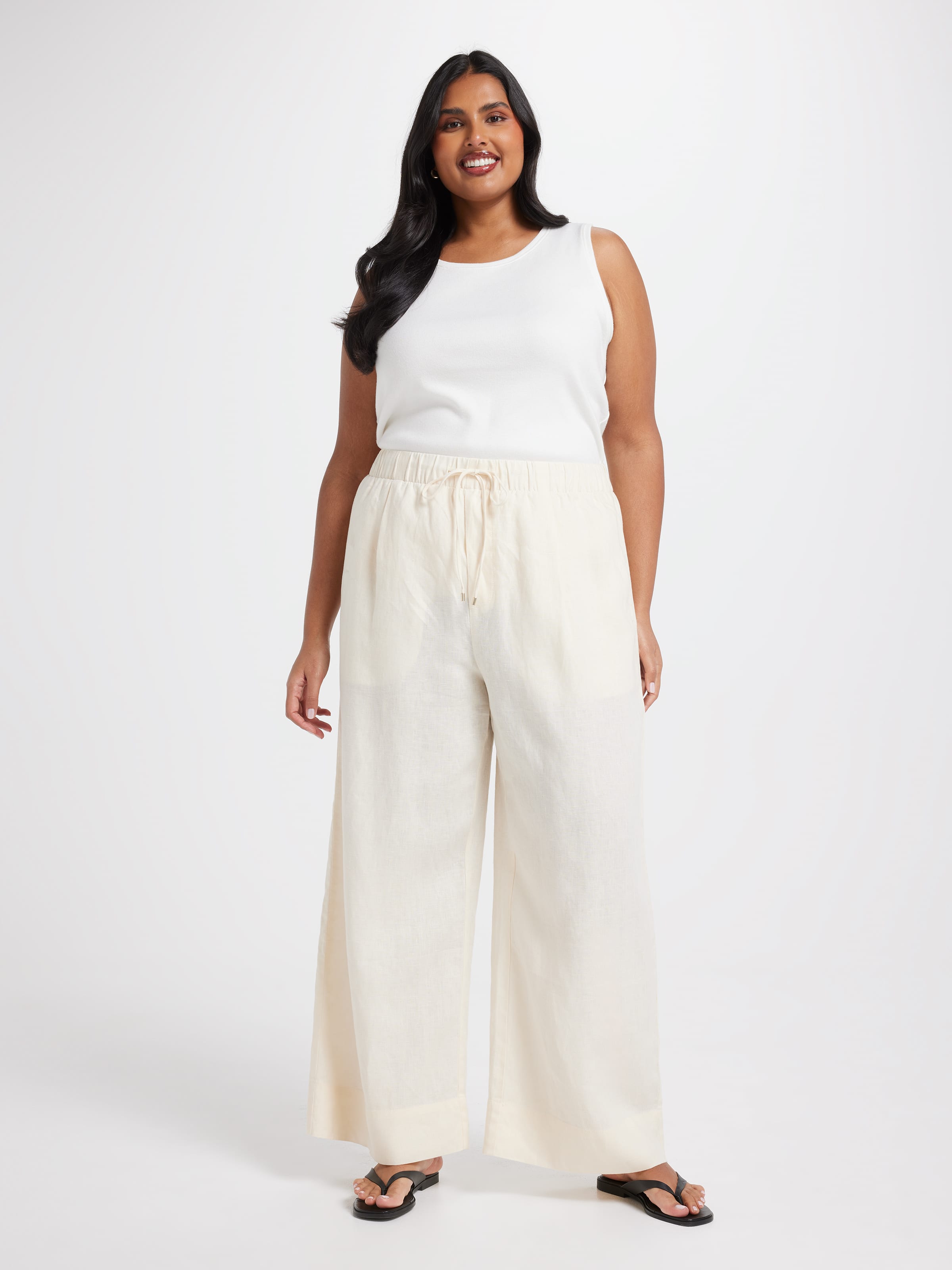 Curve Linen High Rise Wide Leg Ankle
