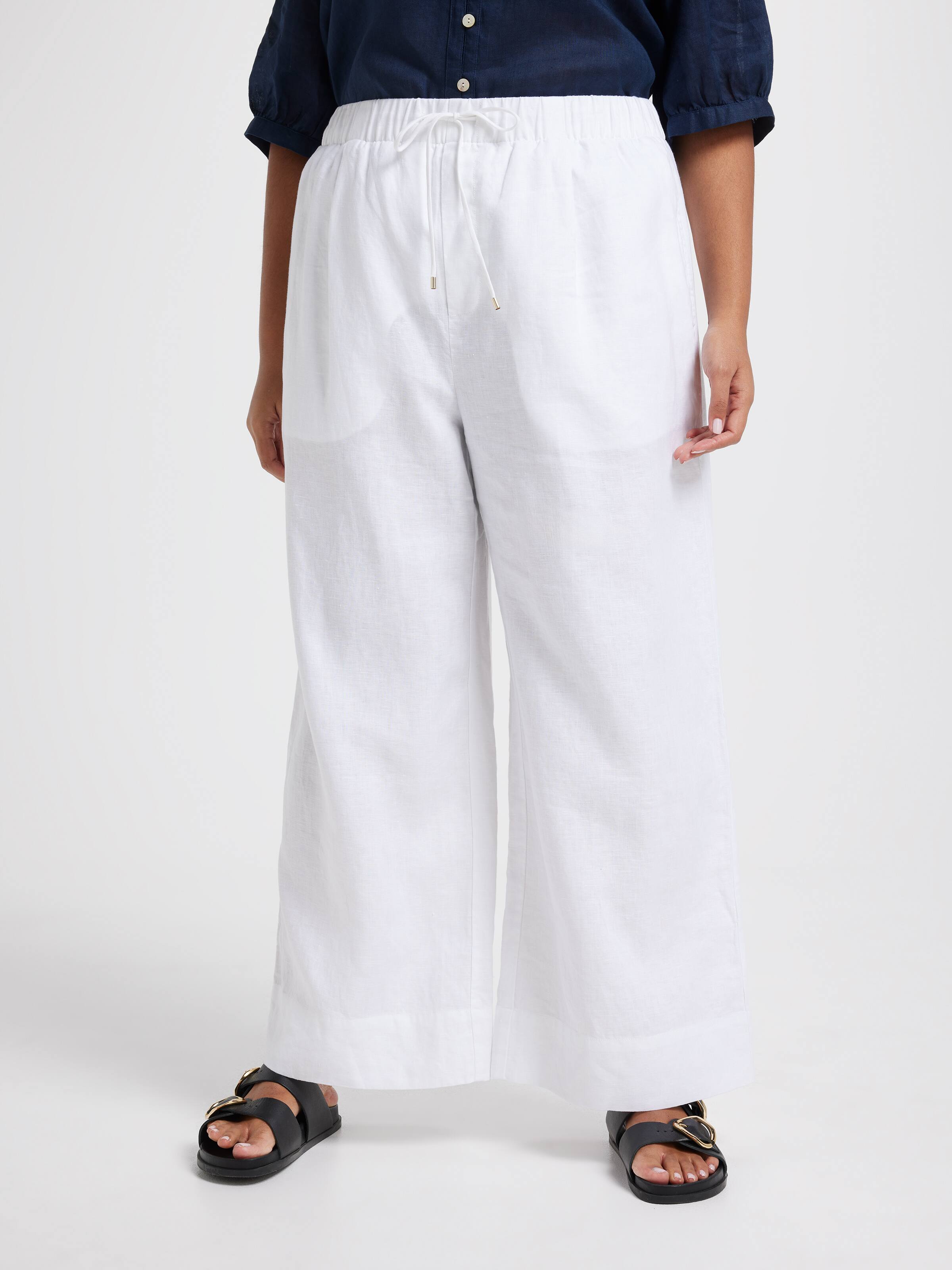 Curve Linen High Rise Wide Leg Ankle