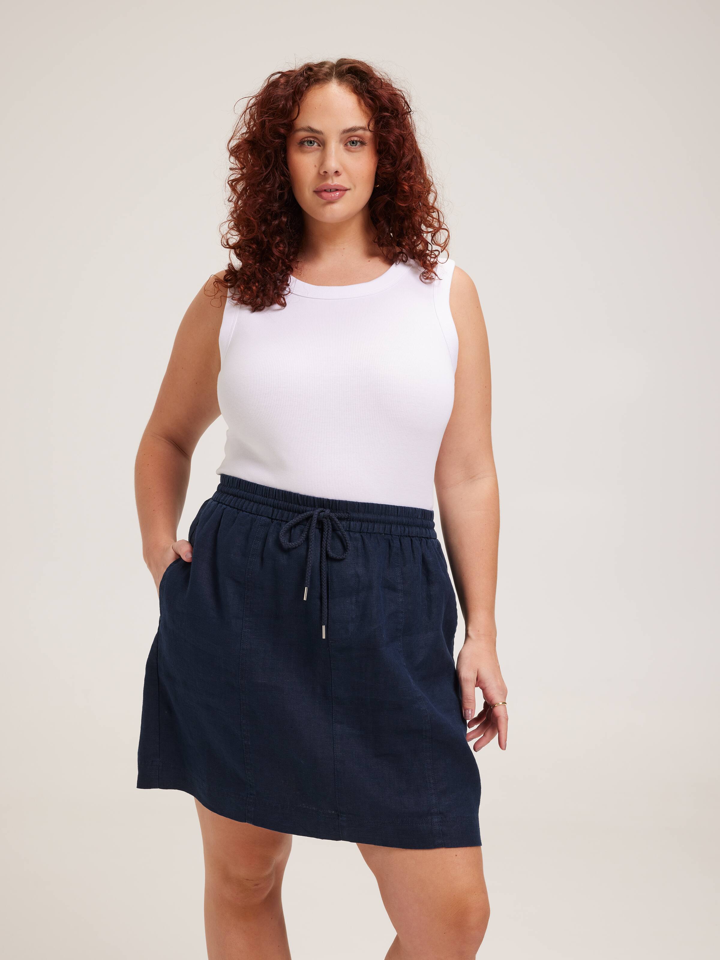 Curve Linen Jog Skirt