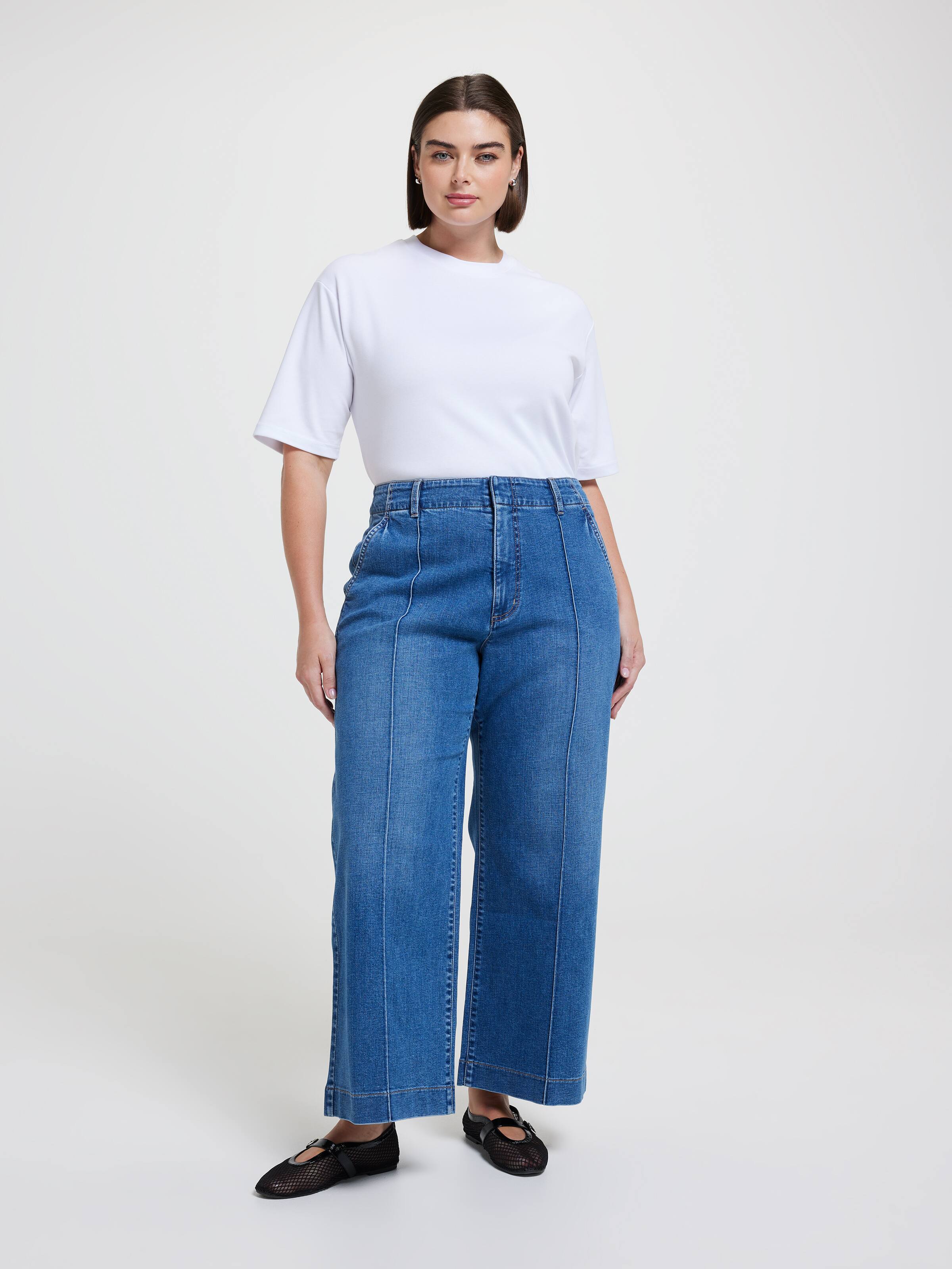 Curve Originals High Rise Pintuck Wide Ankle Jean