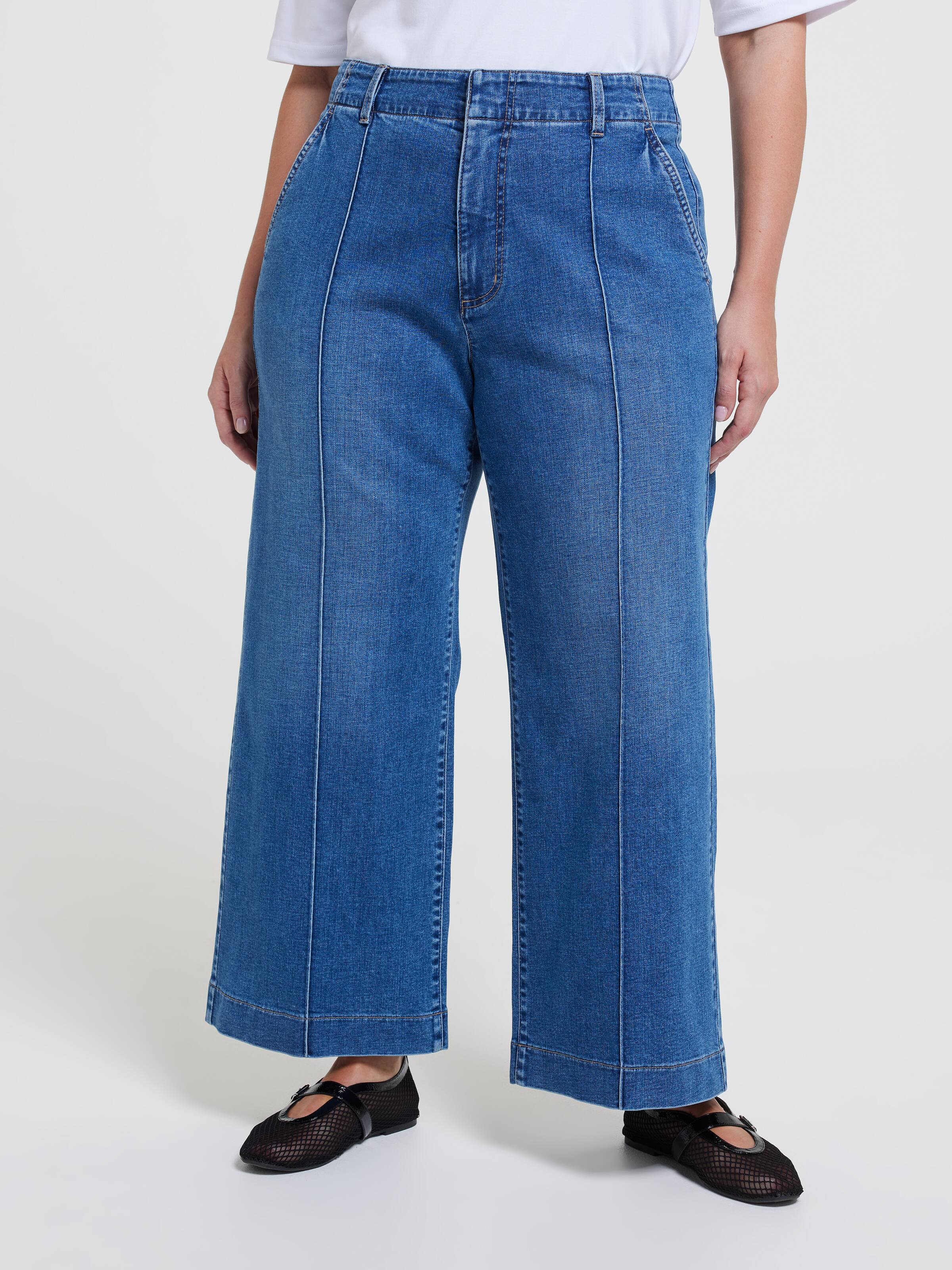 Curve Originals High Rise Pintuck Wide Ankle Jean