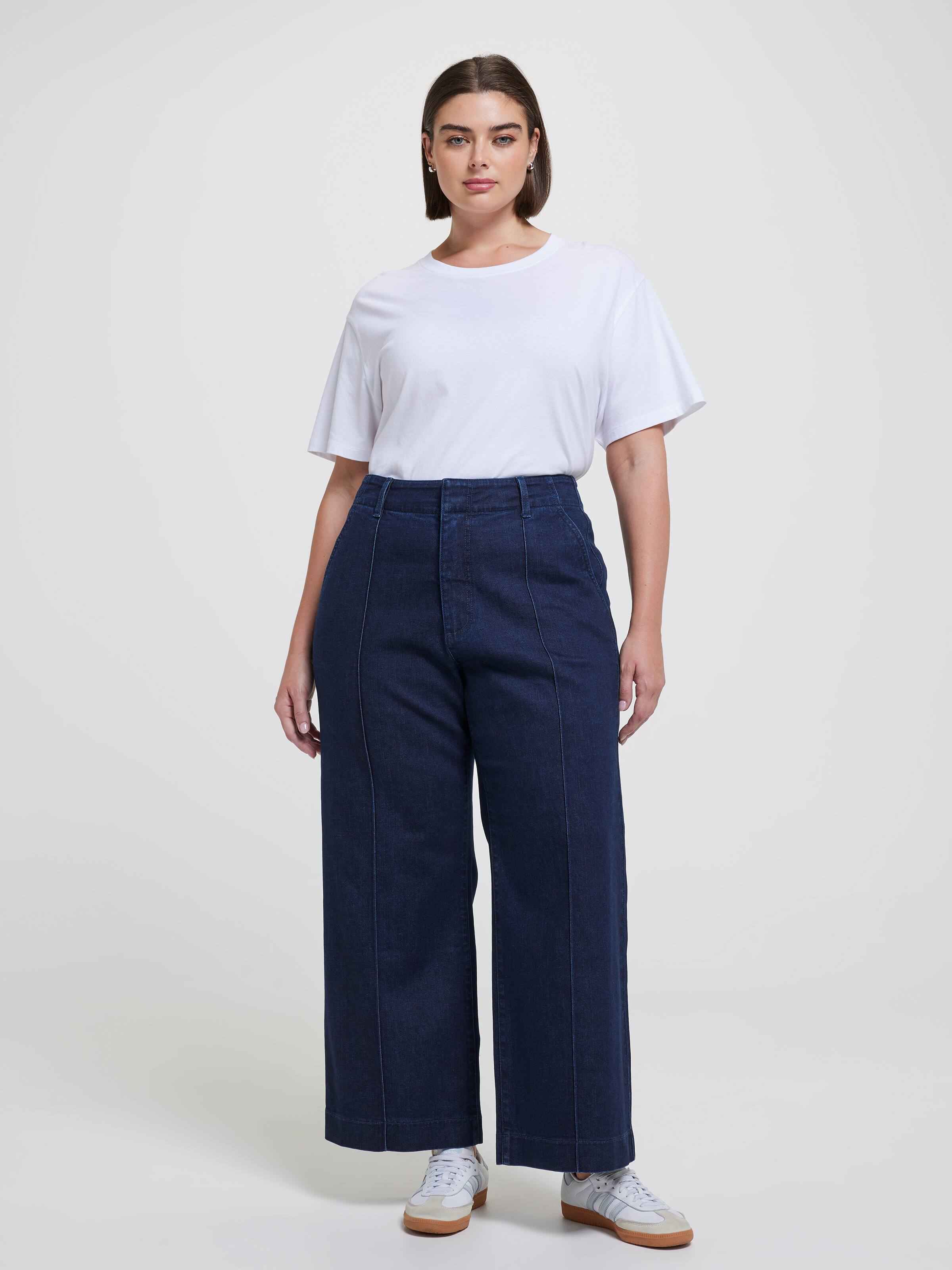 Curve Originals High Rise Pintuck Wide Ankle Jean