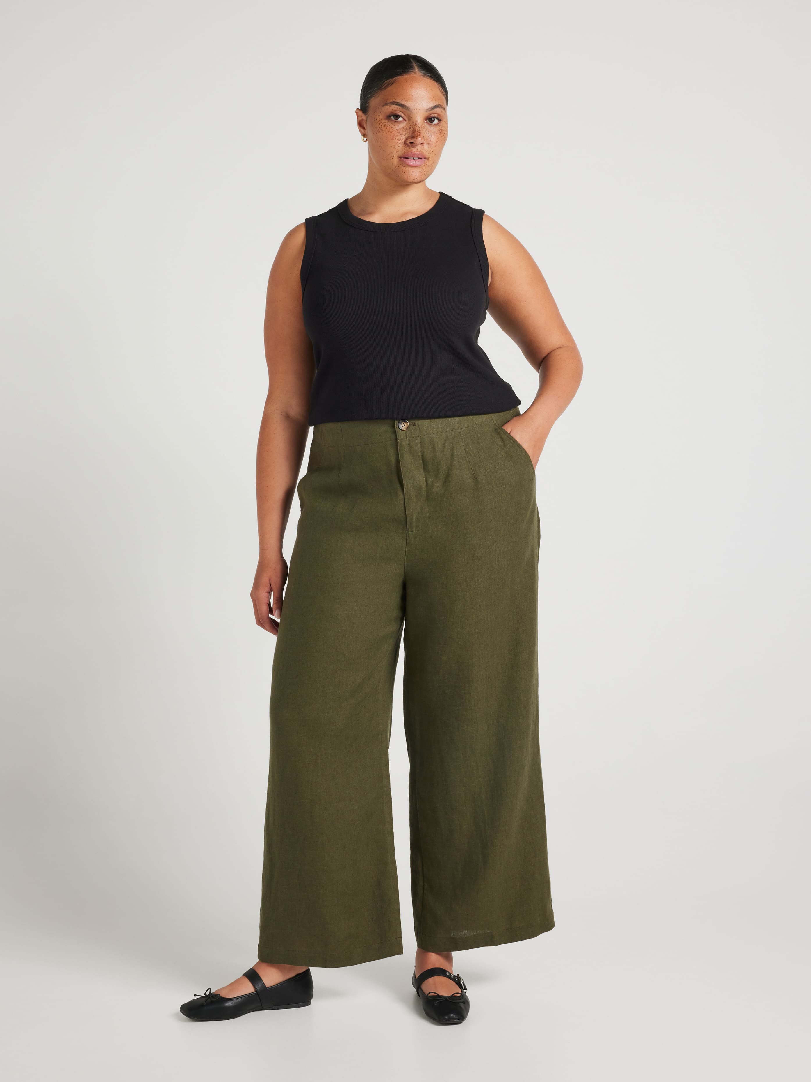 Curve Belmont Linen Wide Ankle Pant