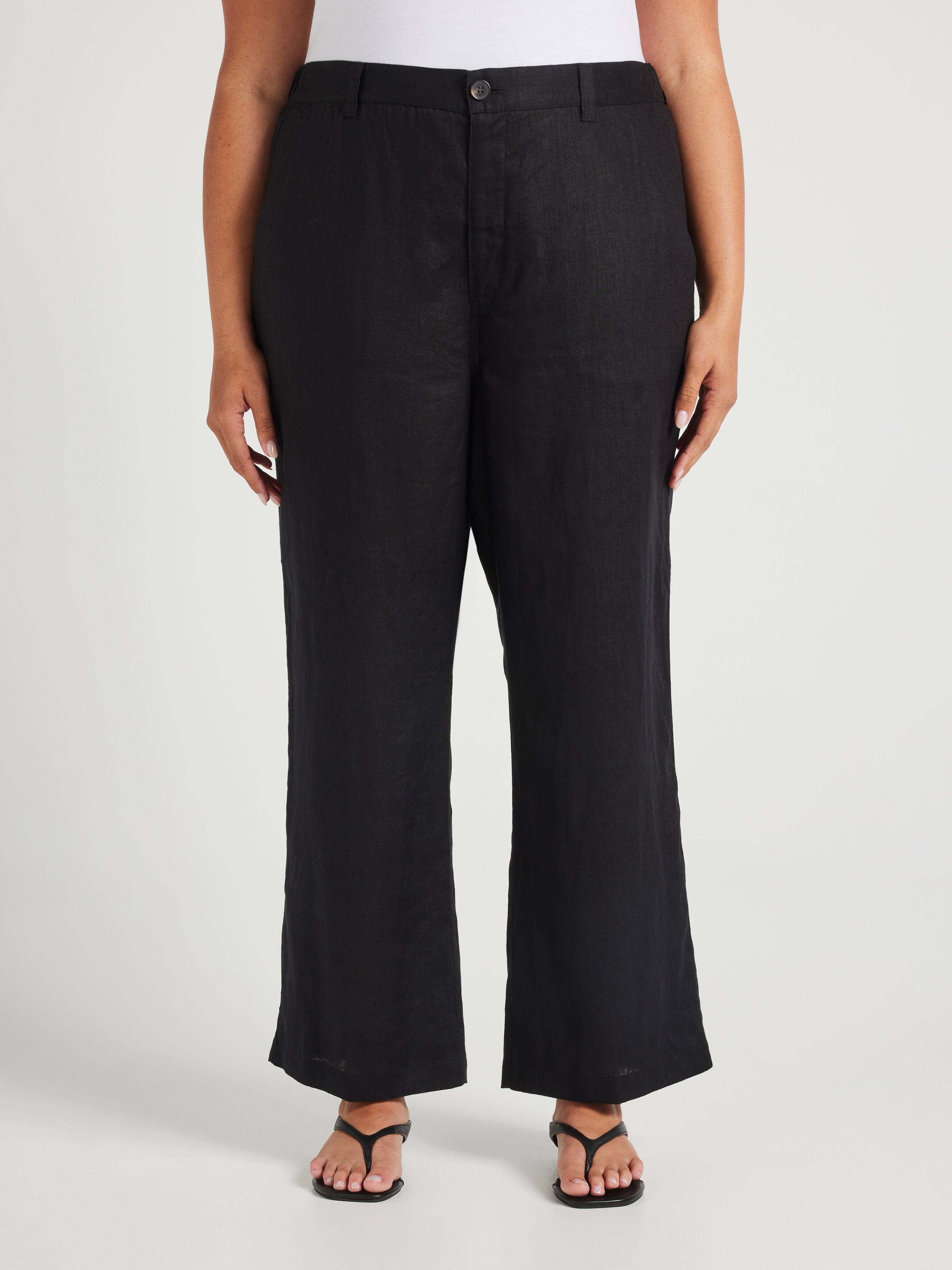 Curve Cleo Linen Mid Rise Straight Pant