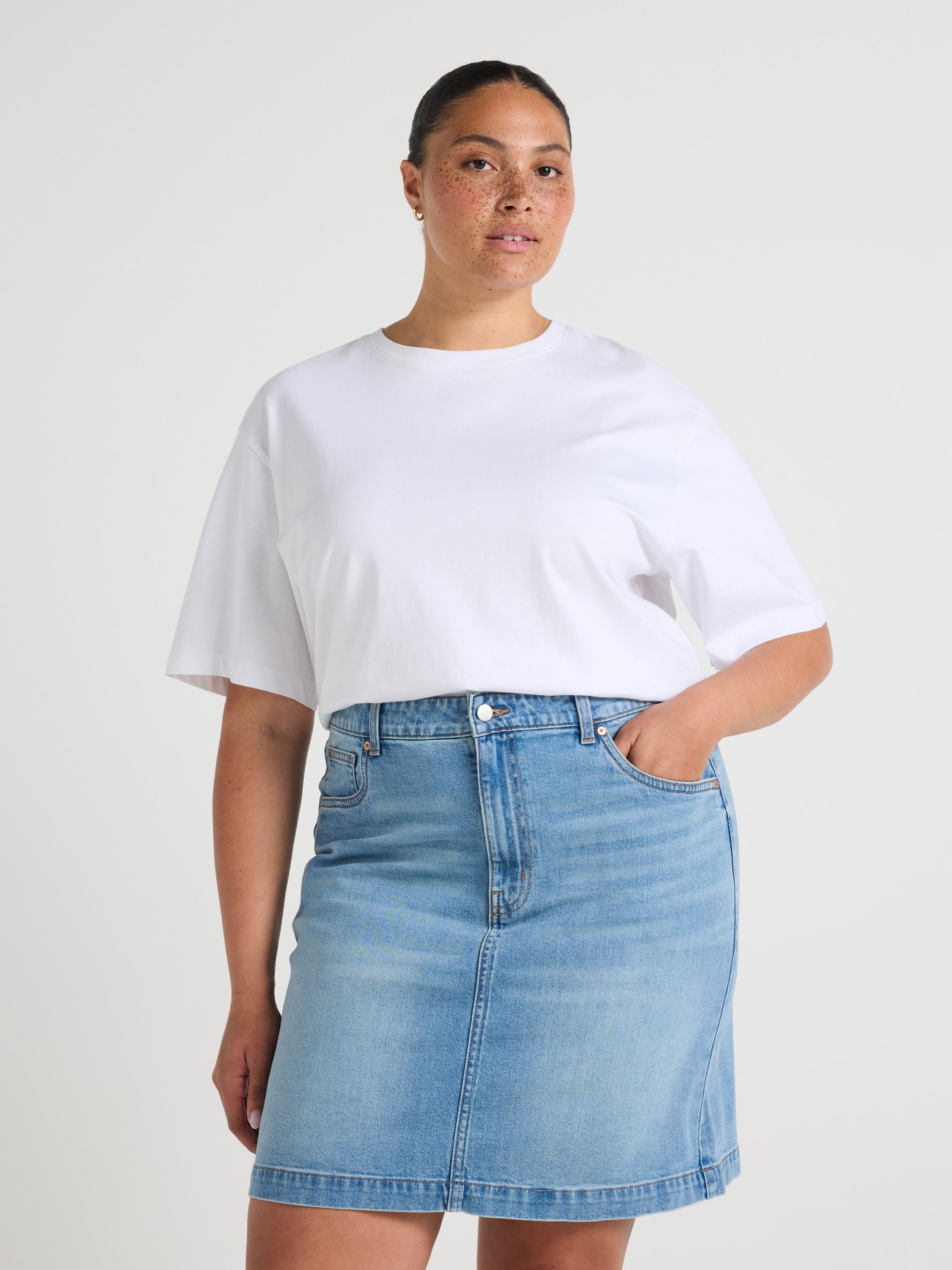 Curve Originals High Rise Above Knee Skirt