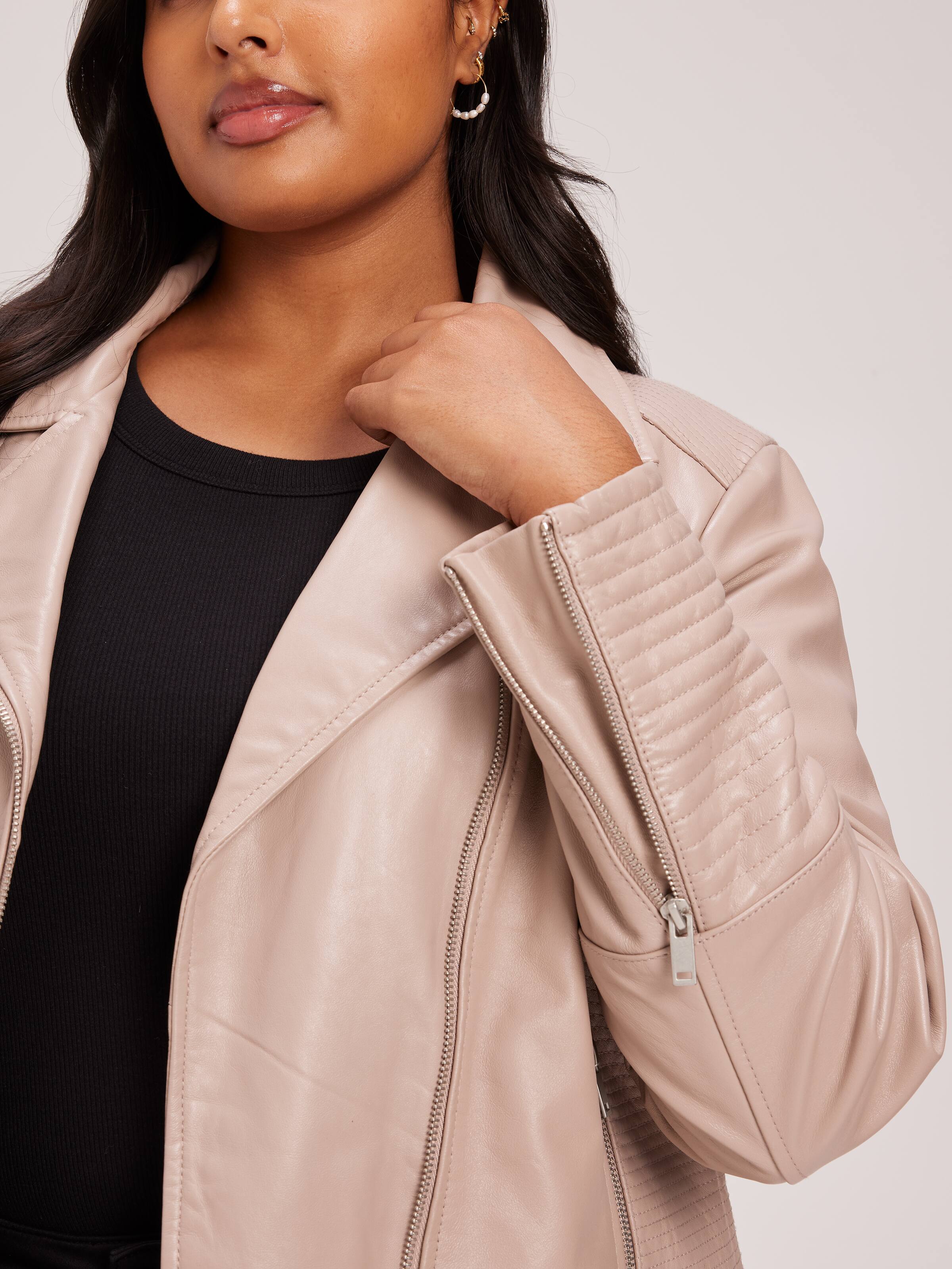 Plus size pink leather cheap jackets