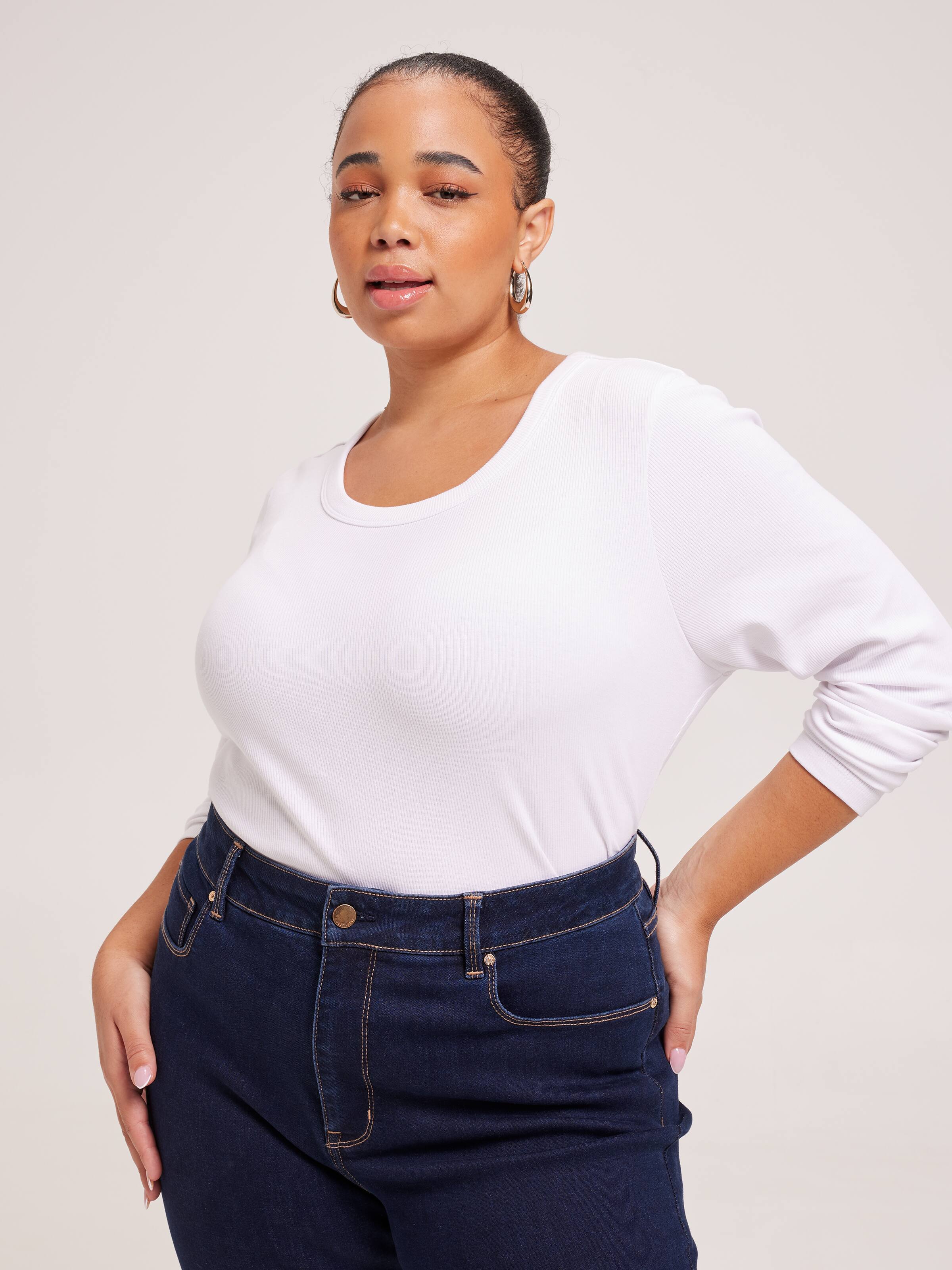 Curve Rib Crew Neck Top