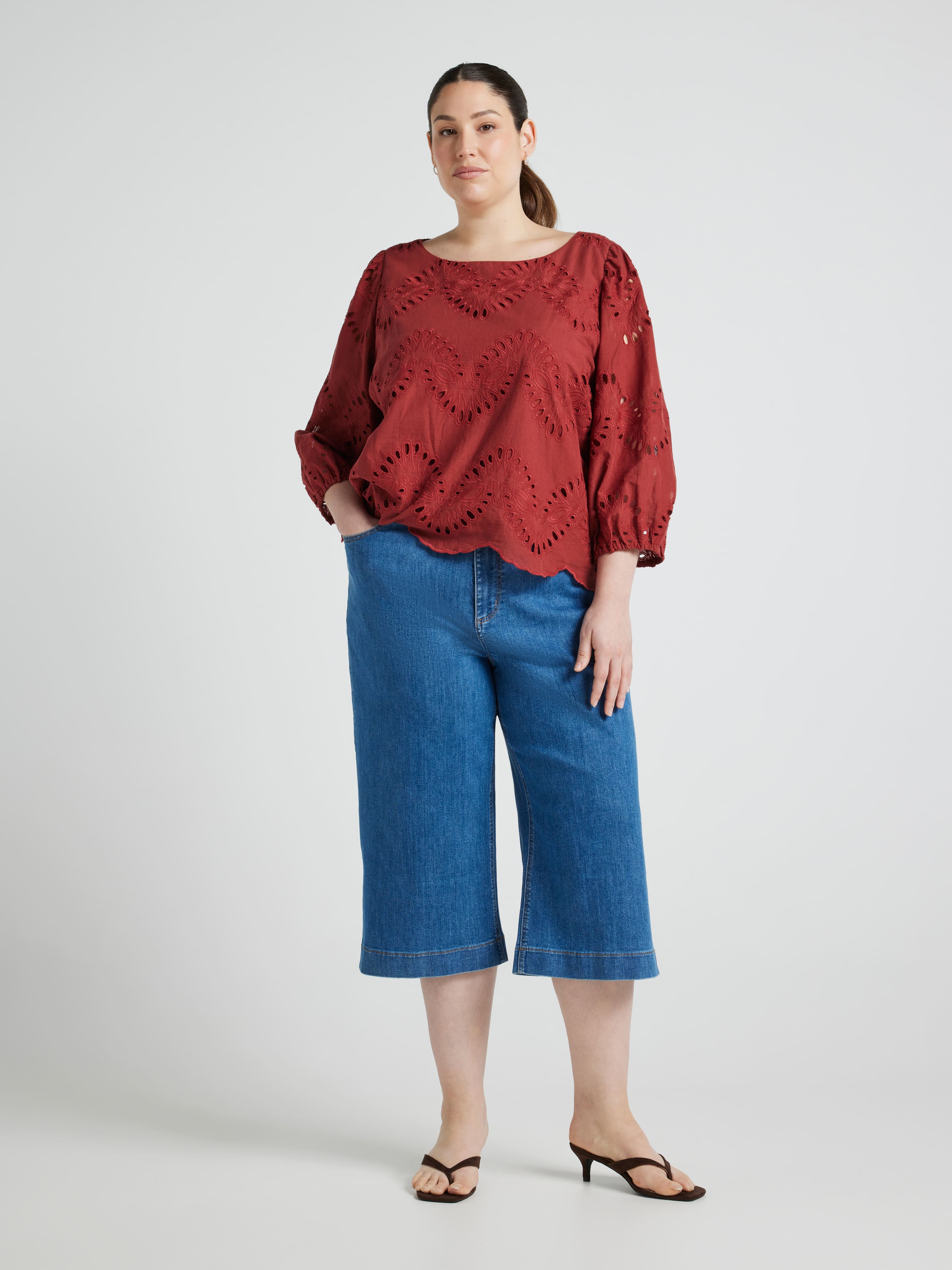 Curve Summer 3/4 Sleeve Lace Blouse