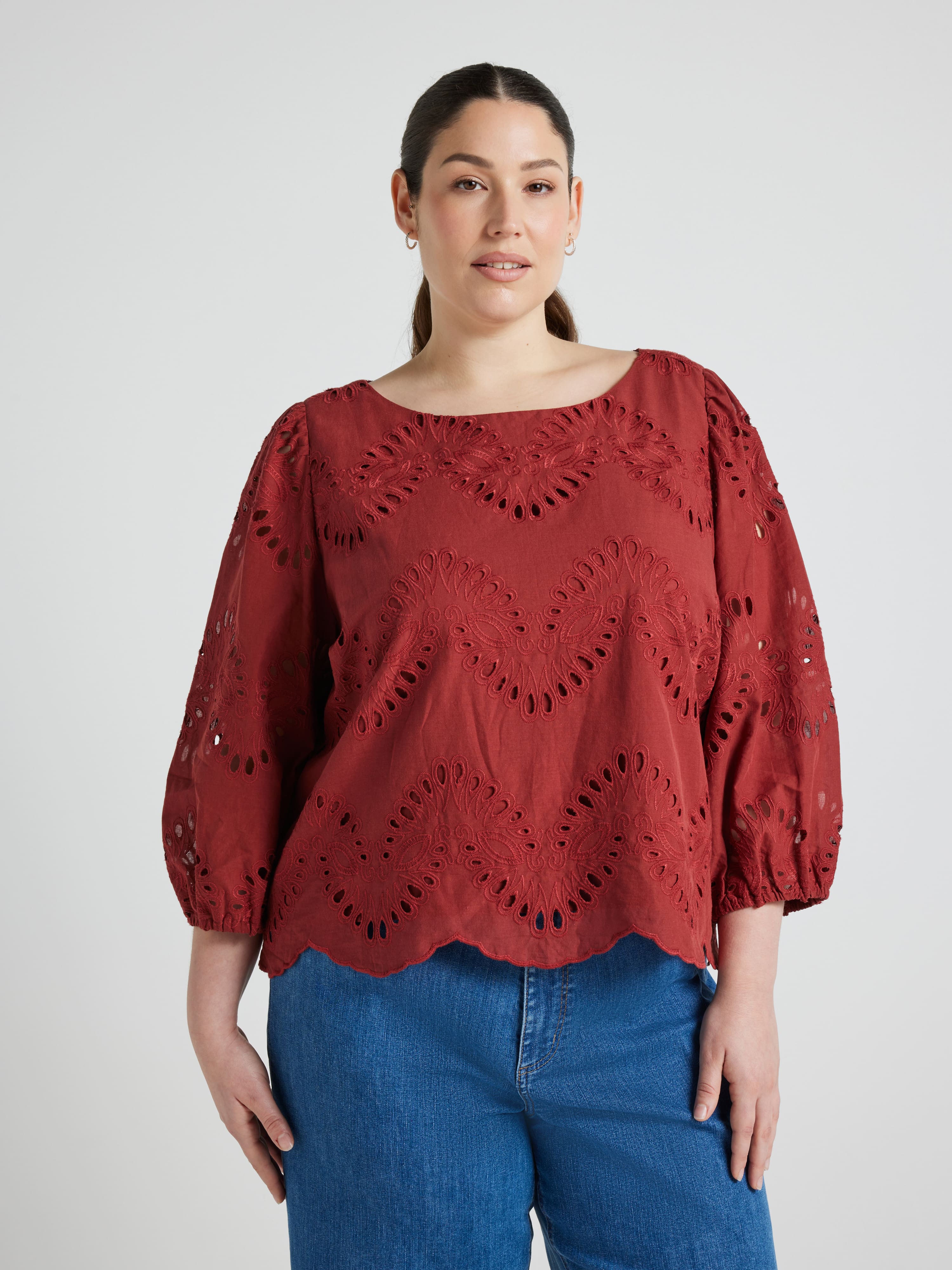Curve Summer 3/4 Sleeve Lace Blouse