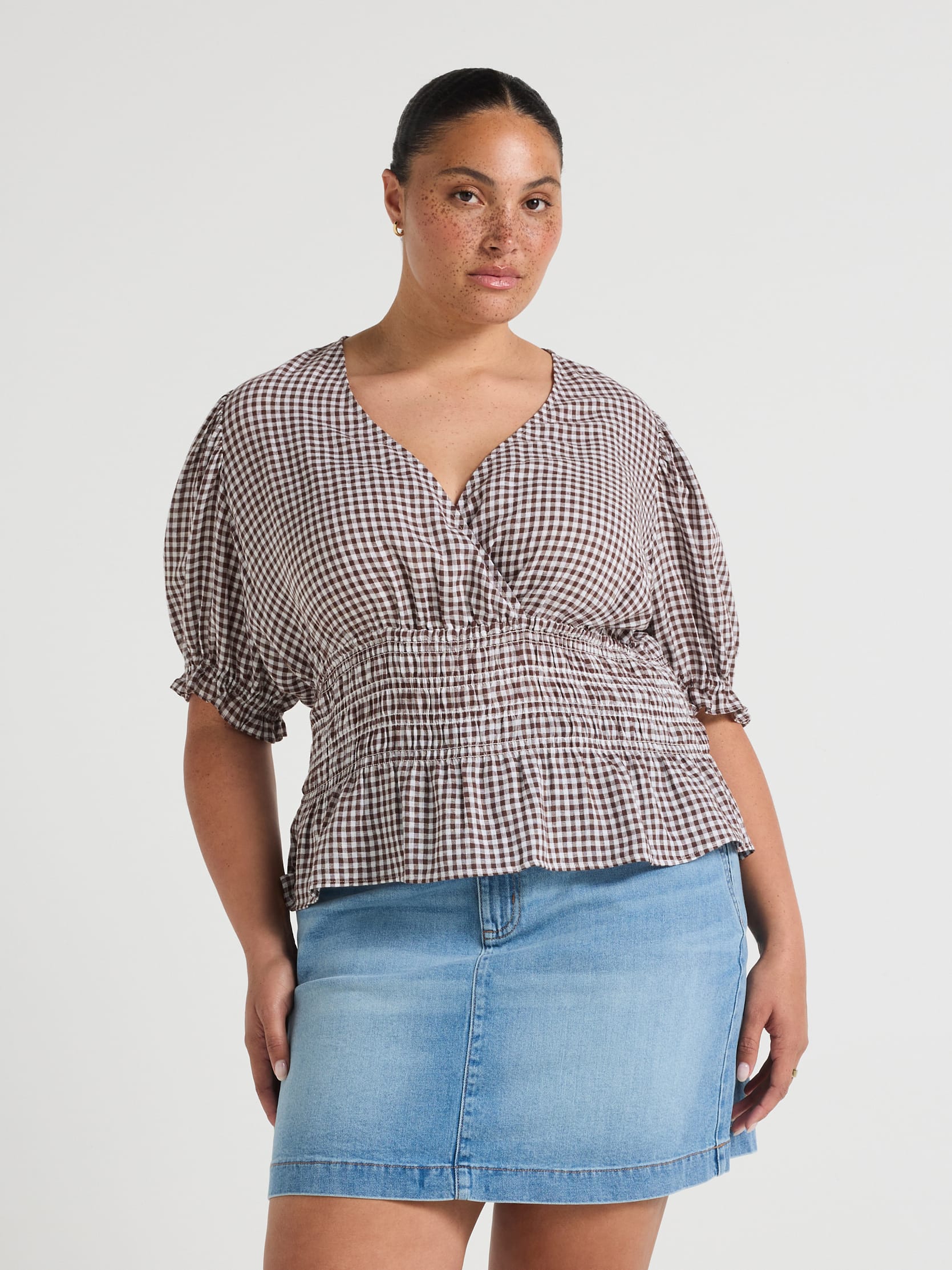 Curve Bronwyn Short Sleeve Shirred Top