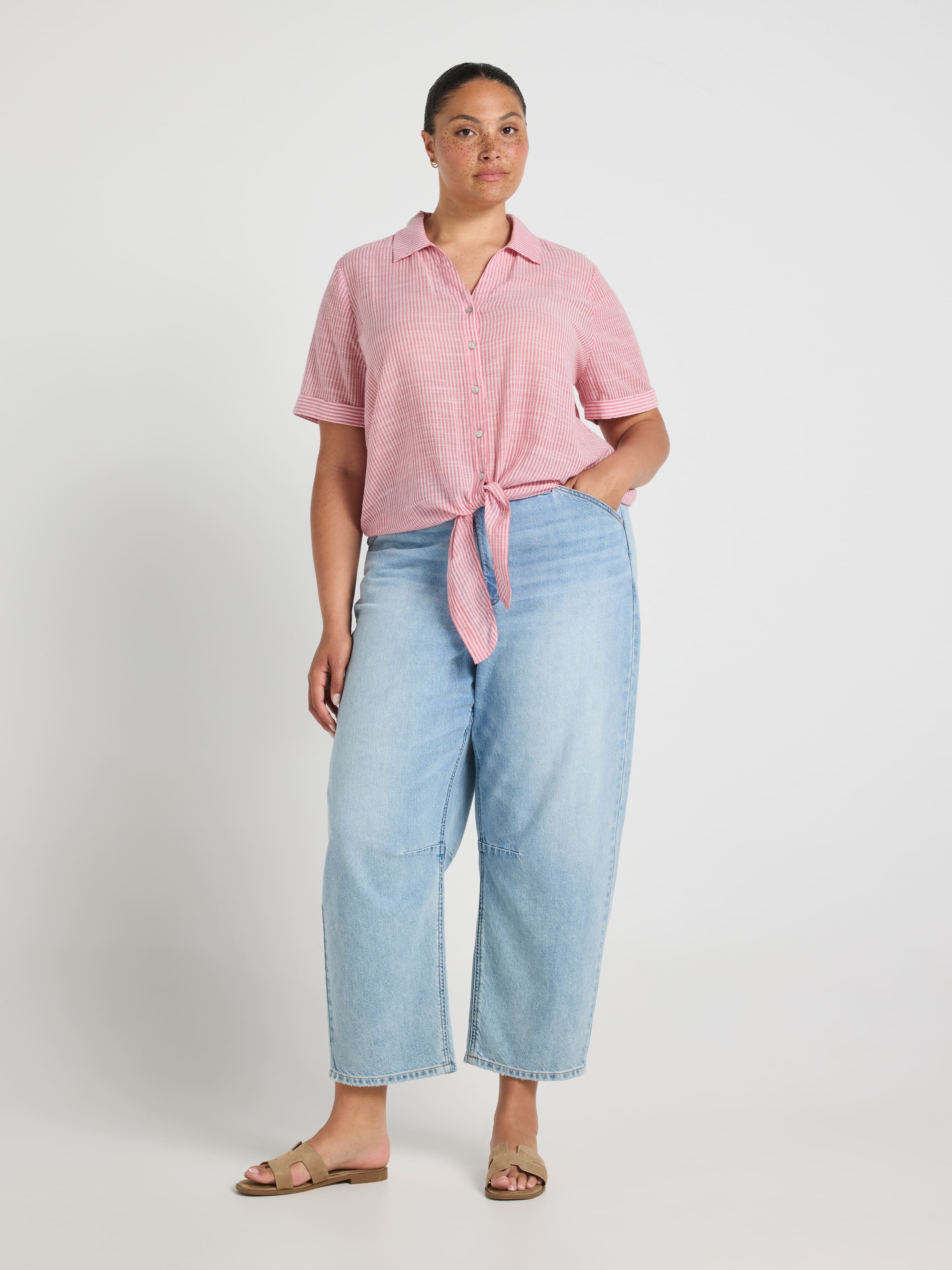 Curve Rayne Tie Front Blouse