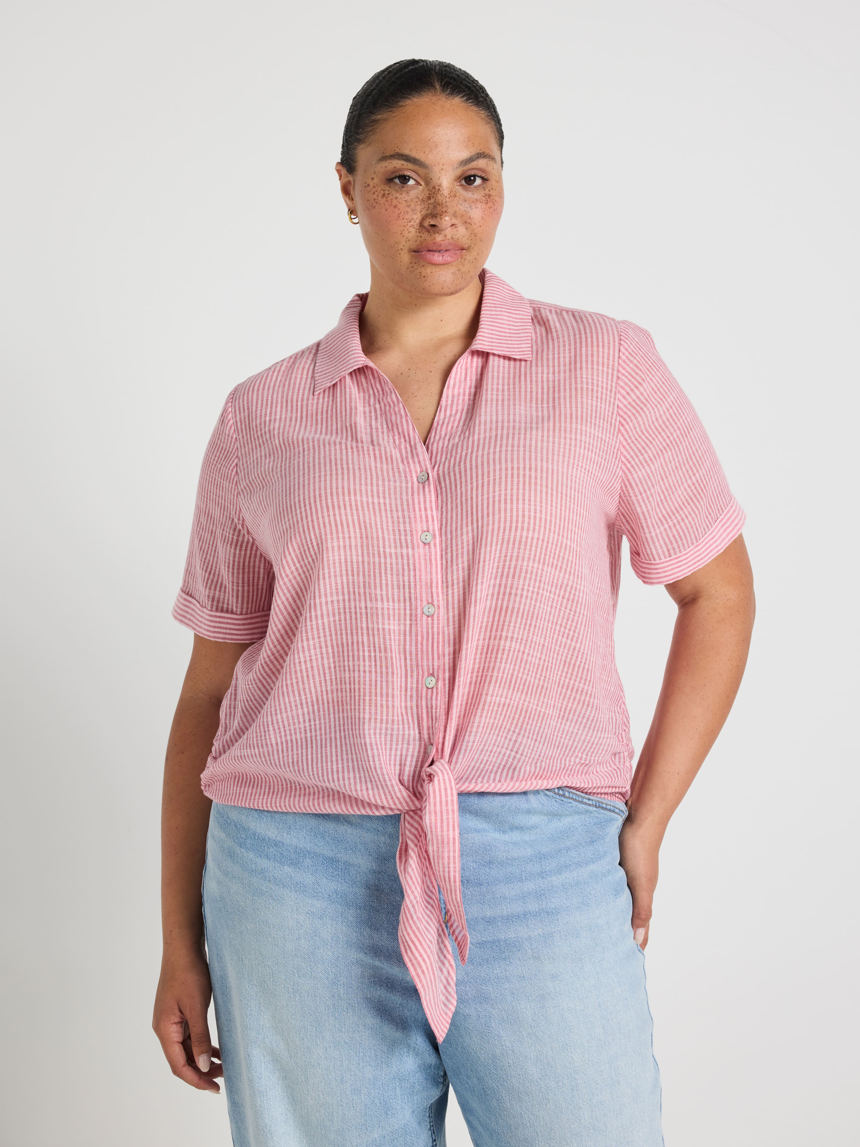 Curve Rayne Tie Front Blouse