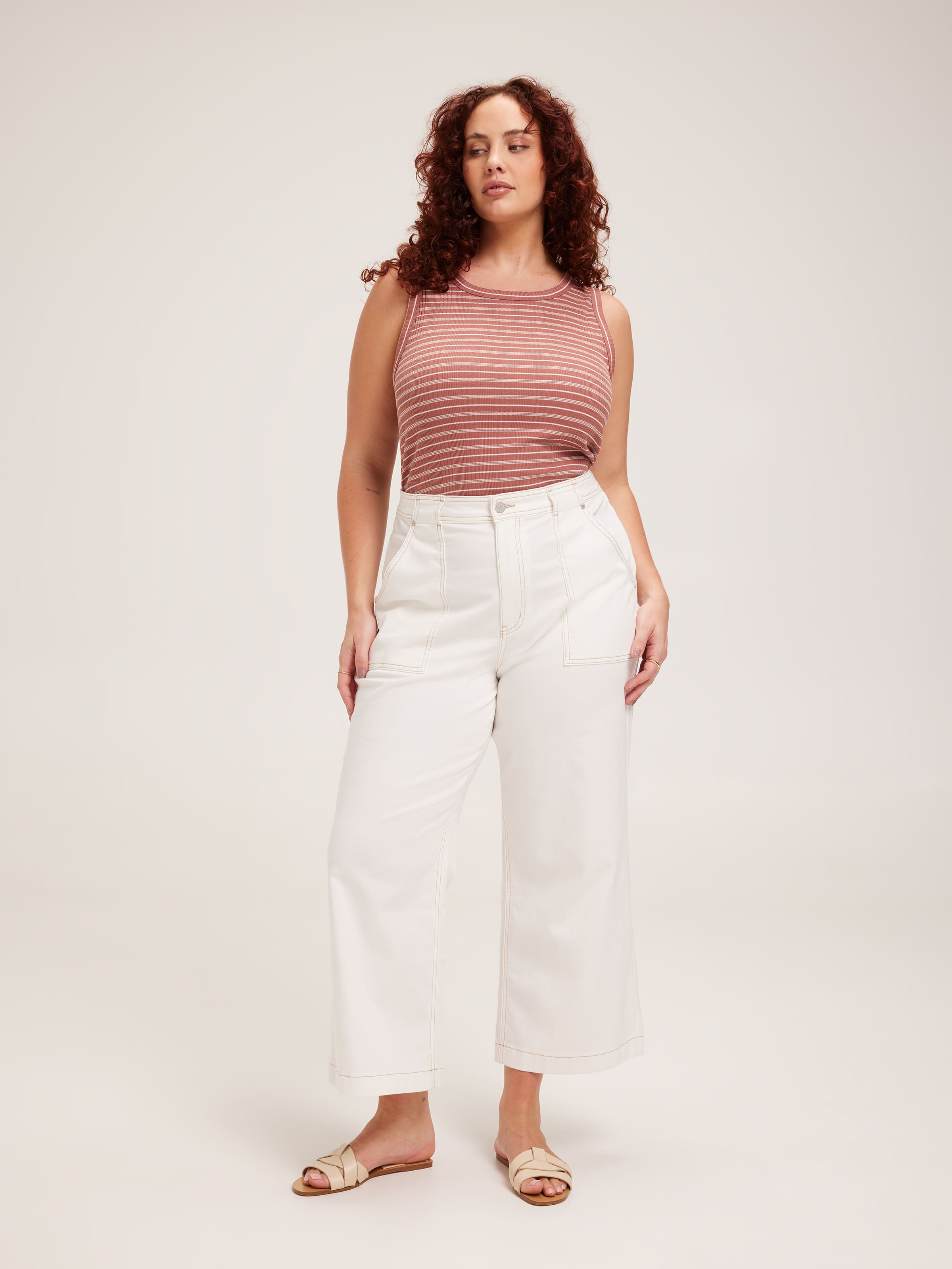 Curve Kendall High Neck Varigated Rib Tank