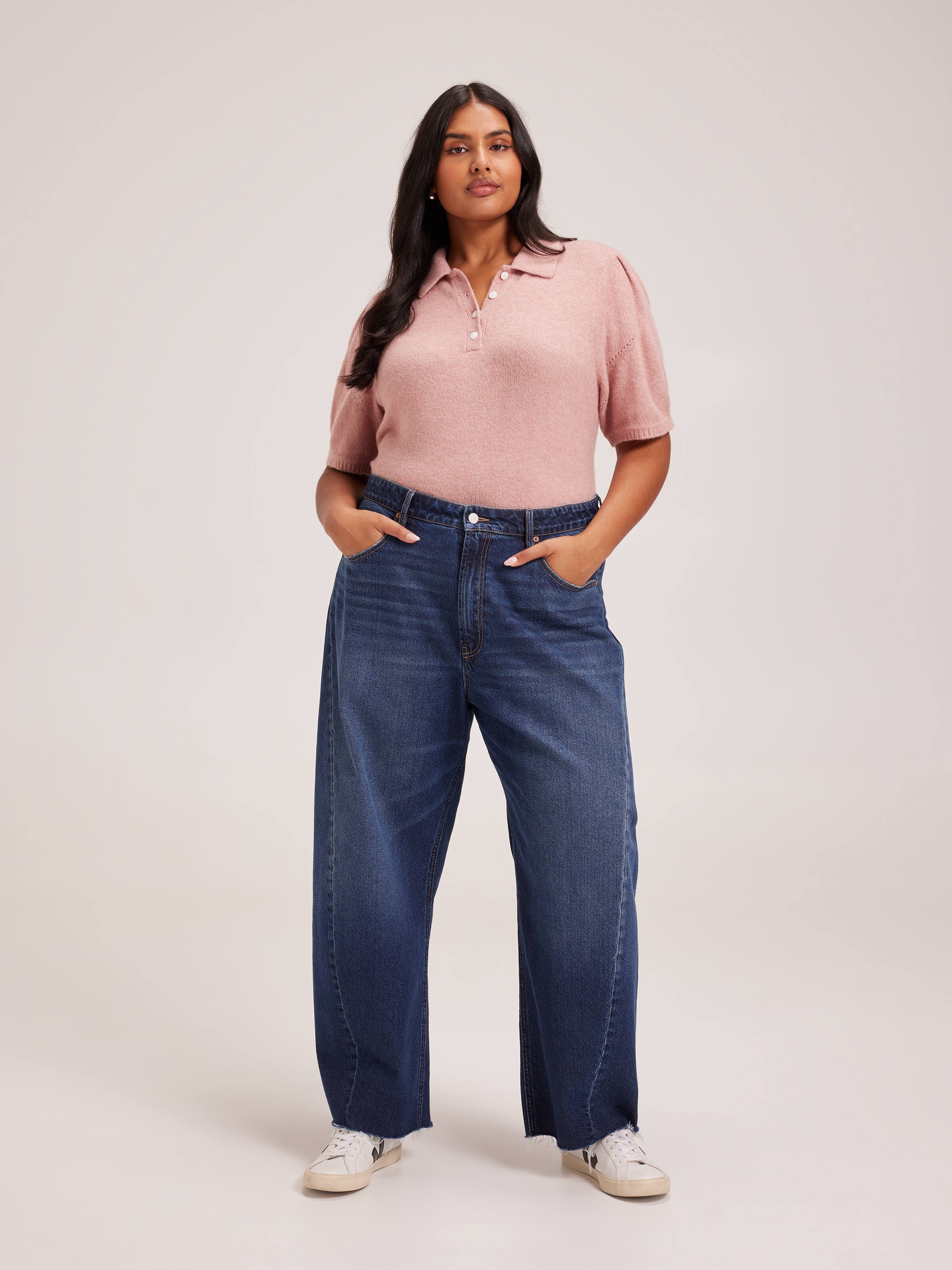 Curve Belinda Puff Sleeve Polo Knit