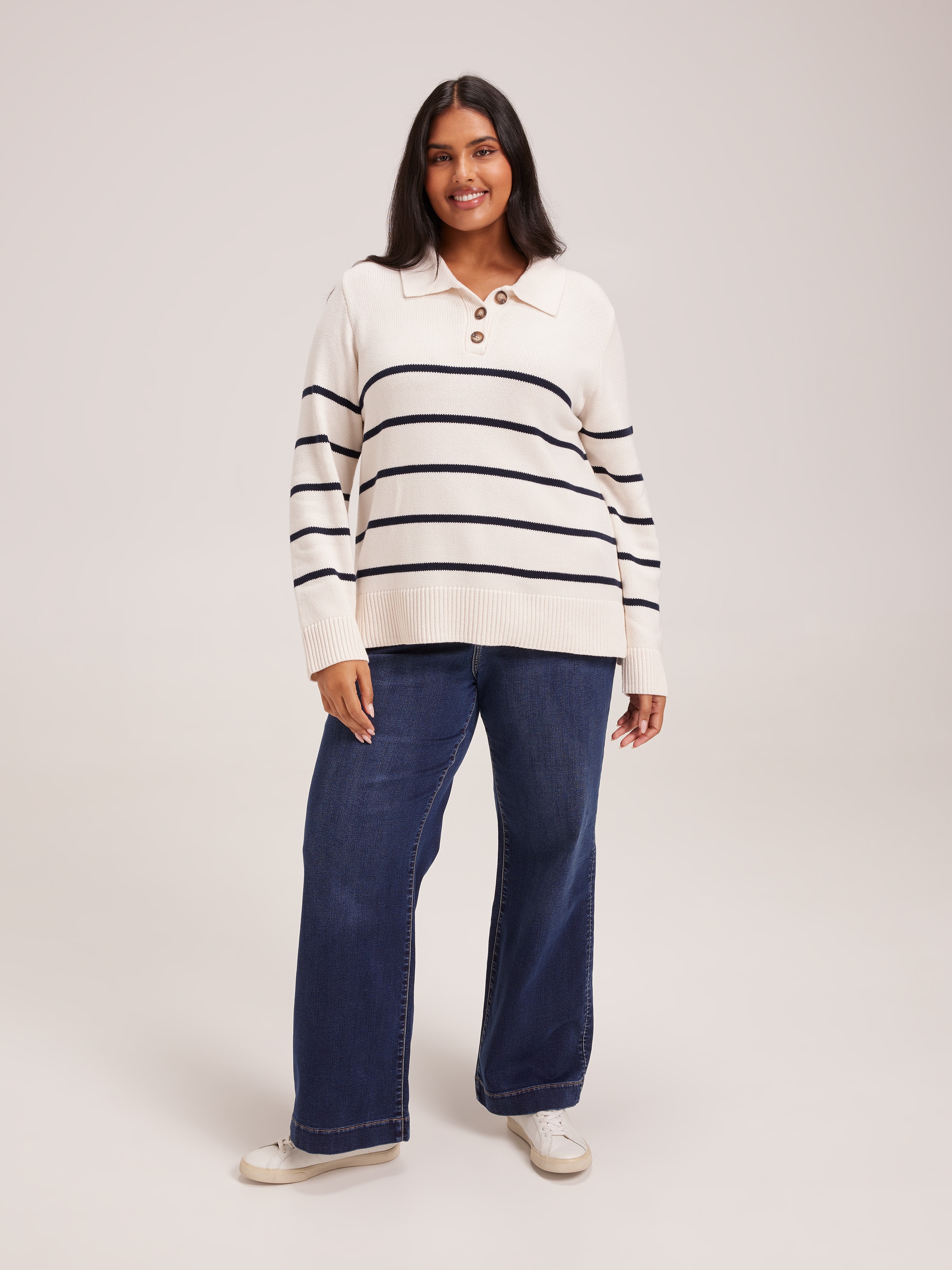 Curve Harper Collar Button Pullover