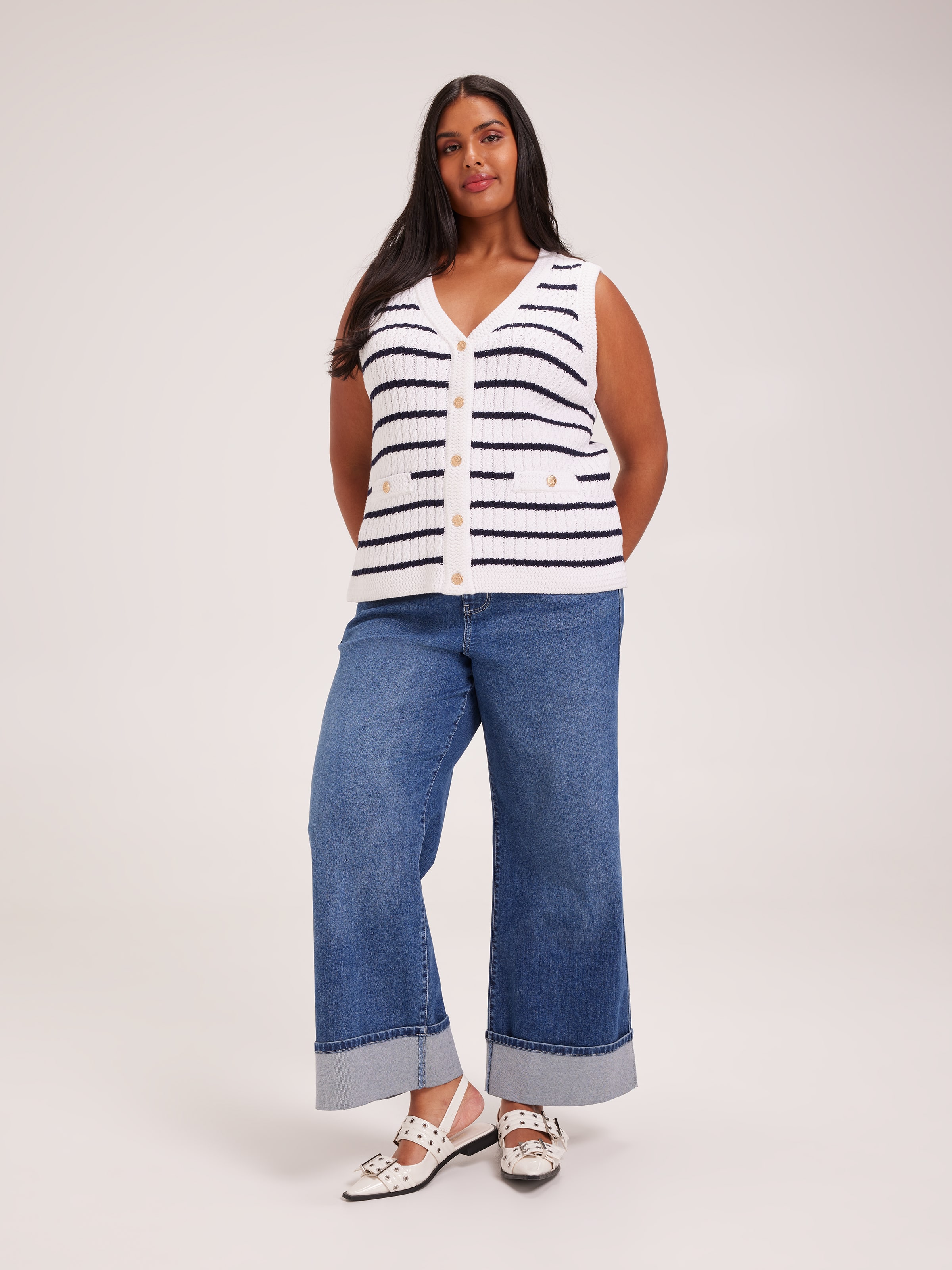 Curve Jordyn Texture V-Neck Vest