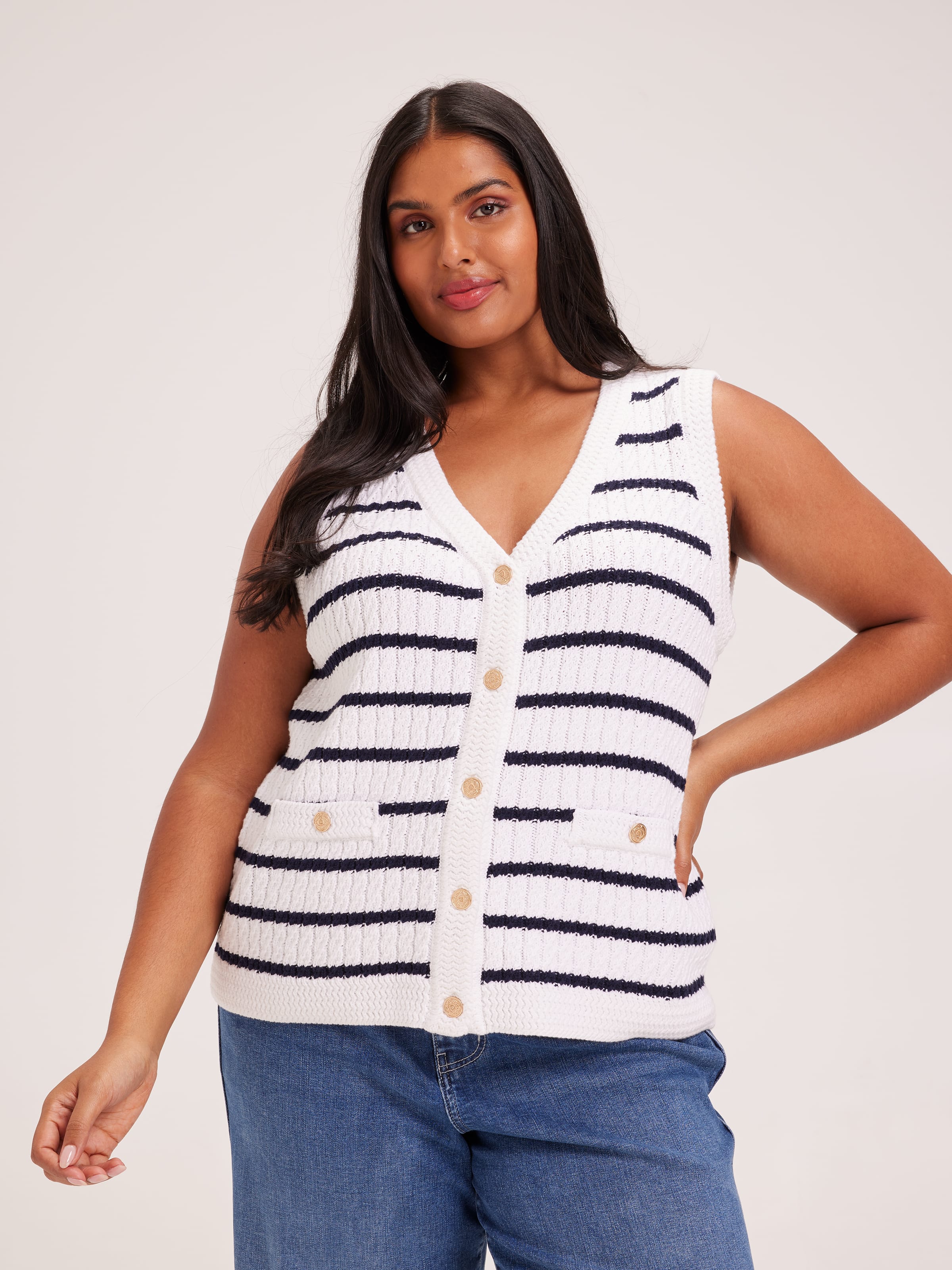 Curve Jordyn Texture V-Neck Vest