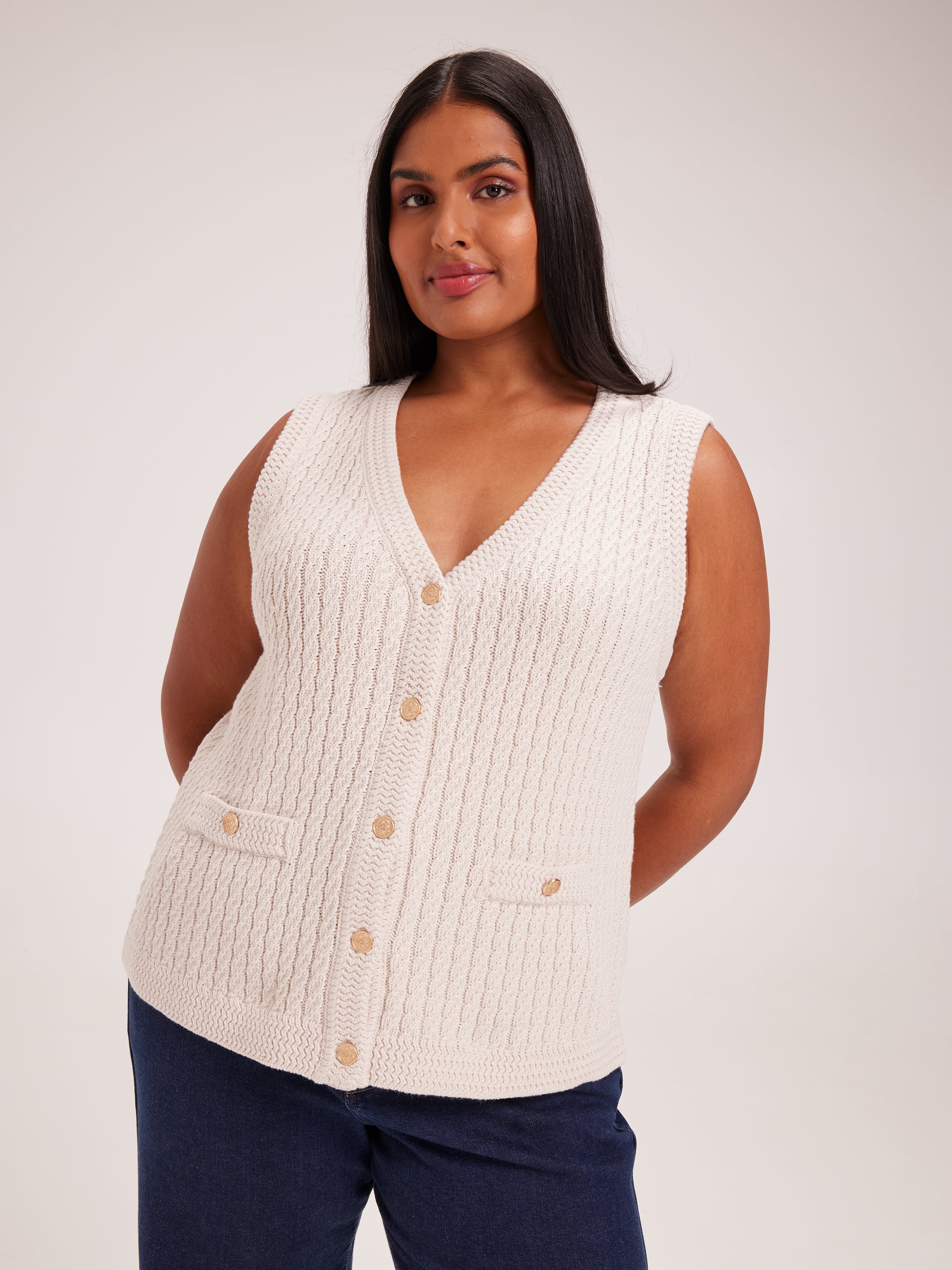 Curve Jordyn Texture V-Neck Vest