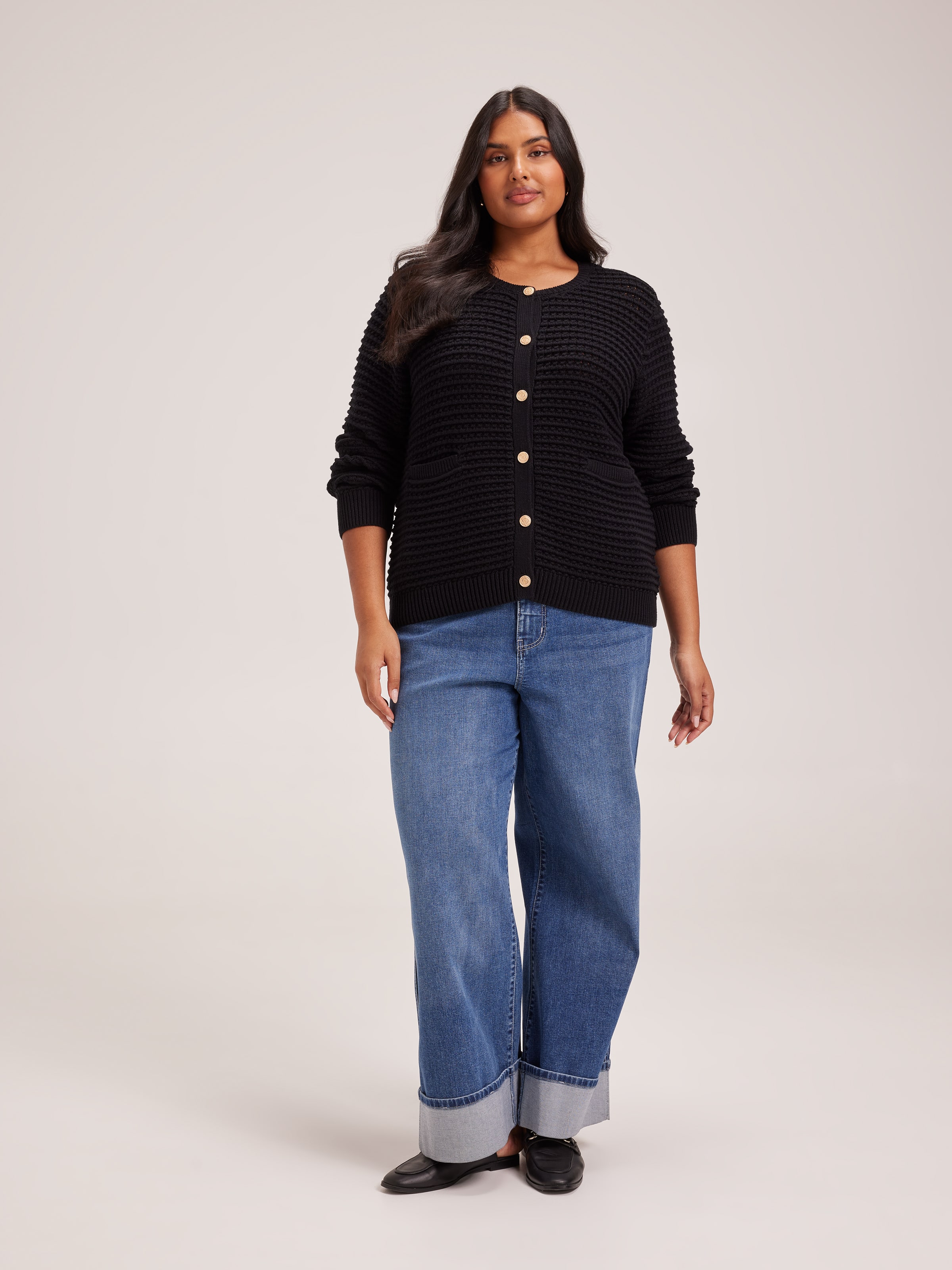 Curve Lara Textured Fashion Cardi