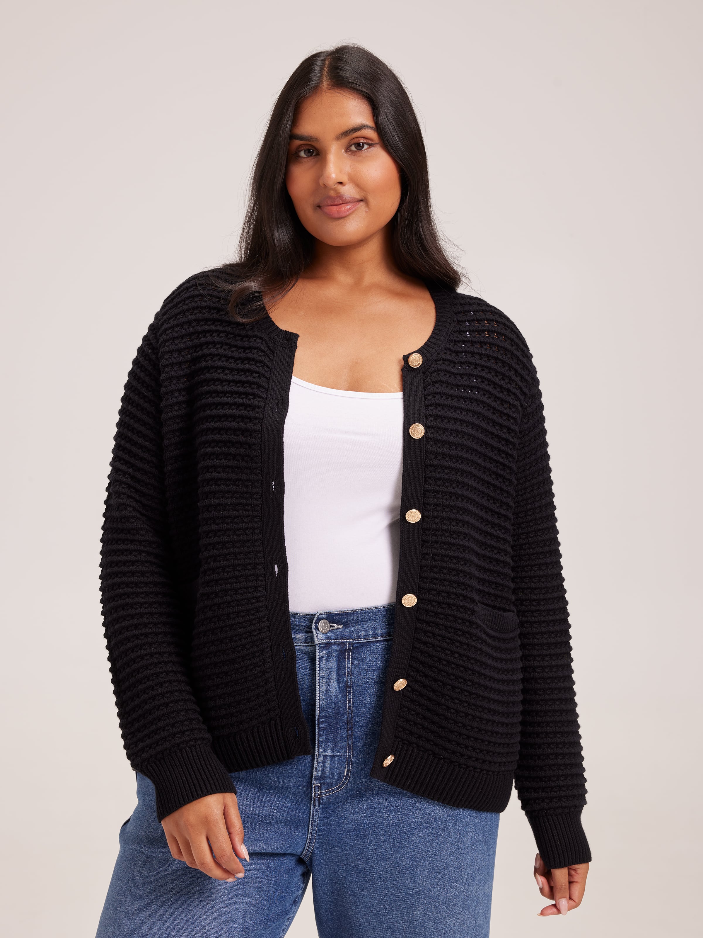 Curve Lara Textured Fashion Cardi