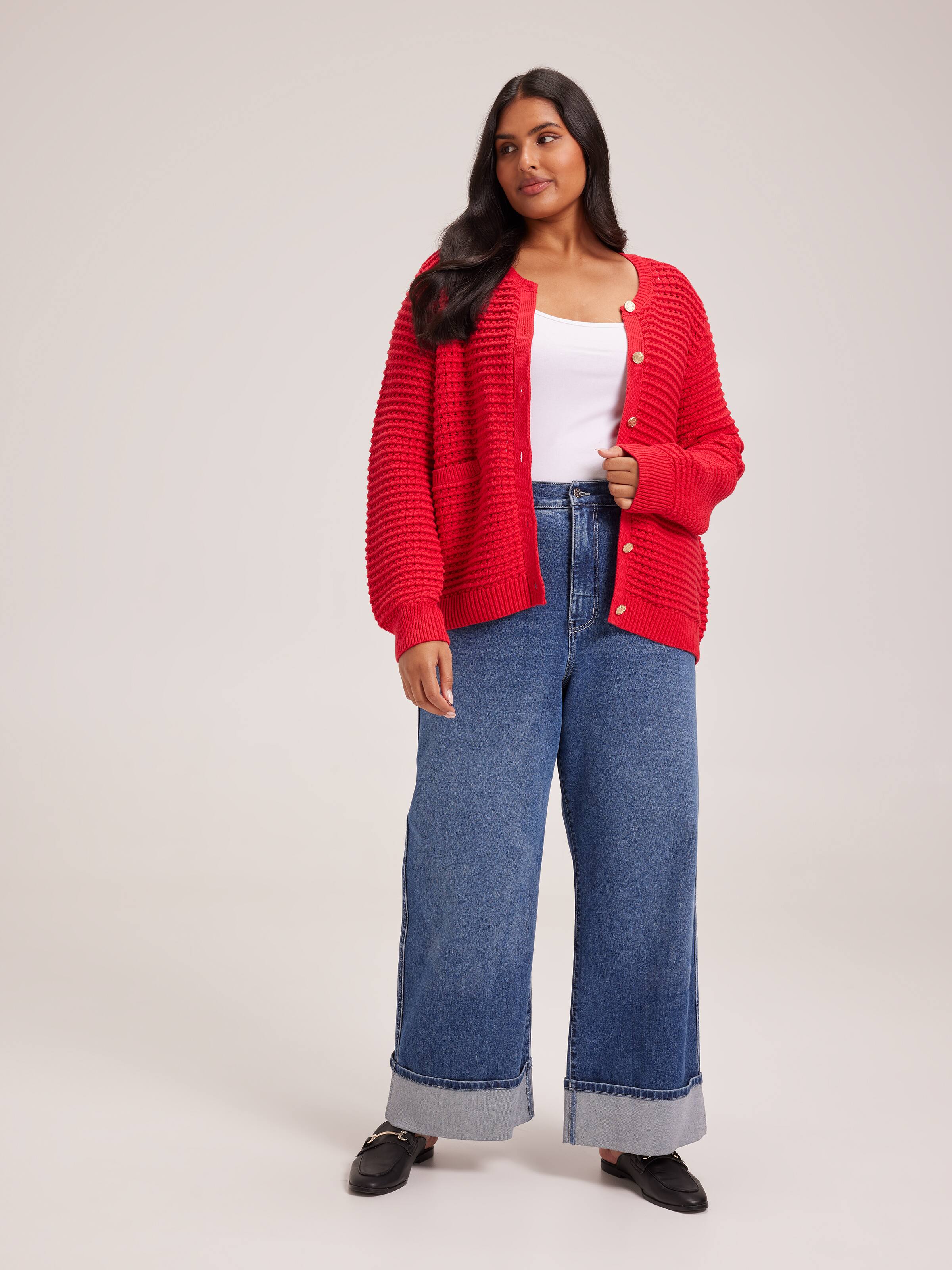 Curve Lara Textured Fashion Cardi