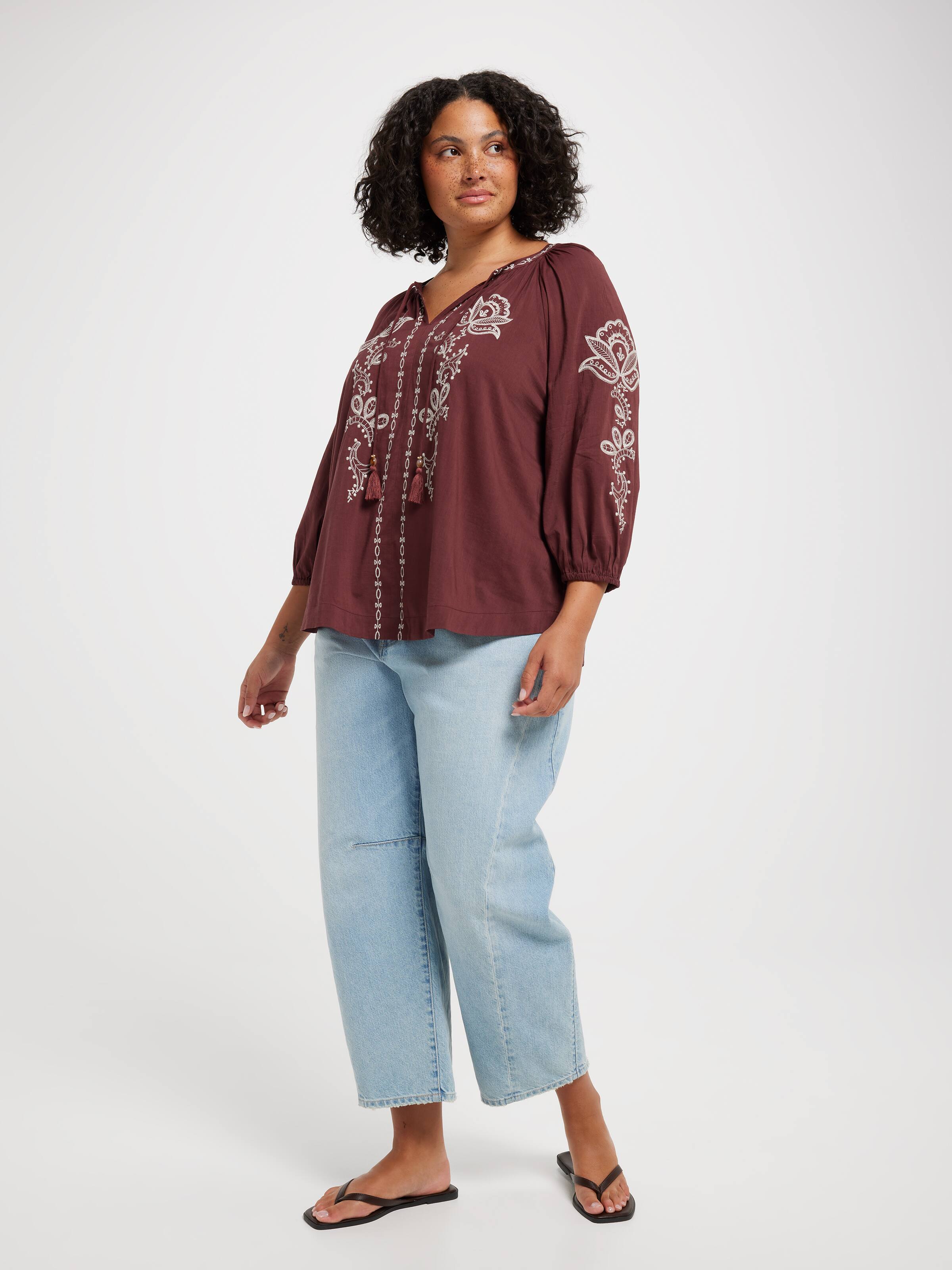 Curve Camilla Soft 3/4 Sleeve Blouse