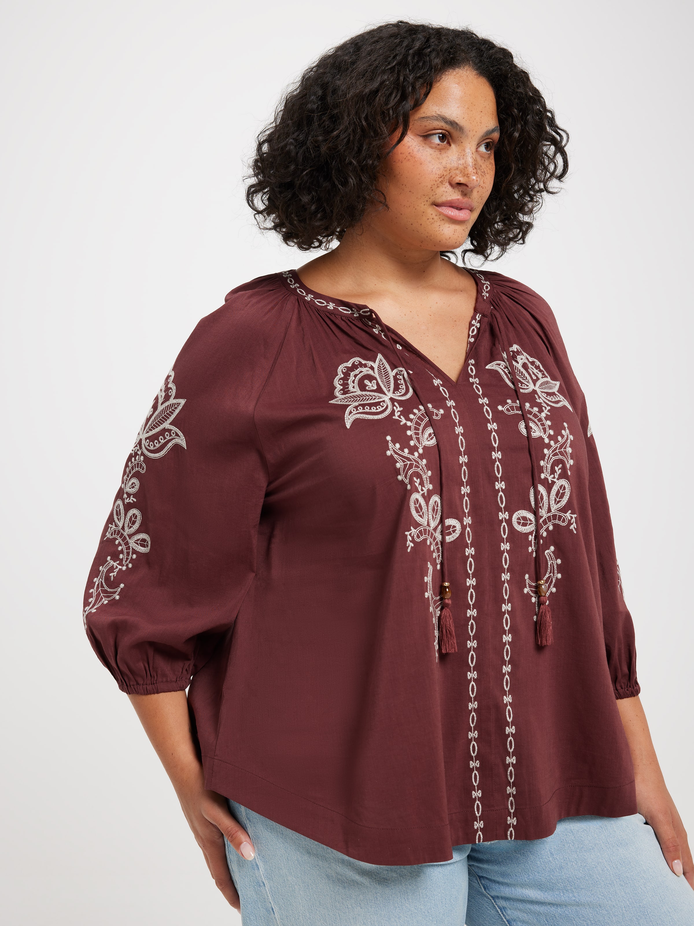 Curve Camilla Soft 3/4 Sleeve Blouse
