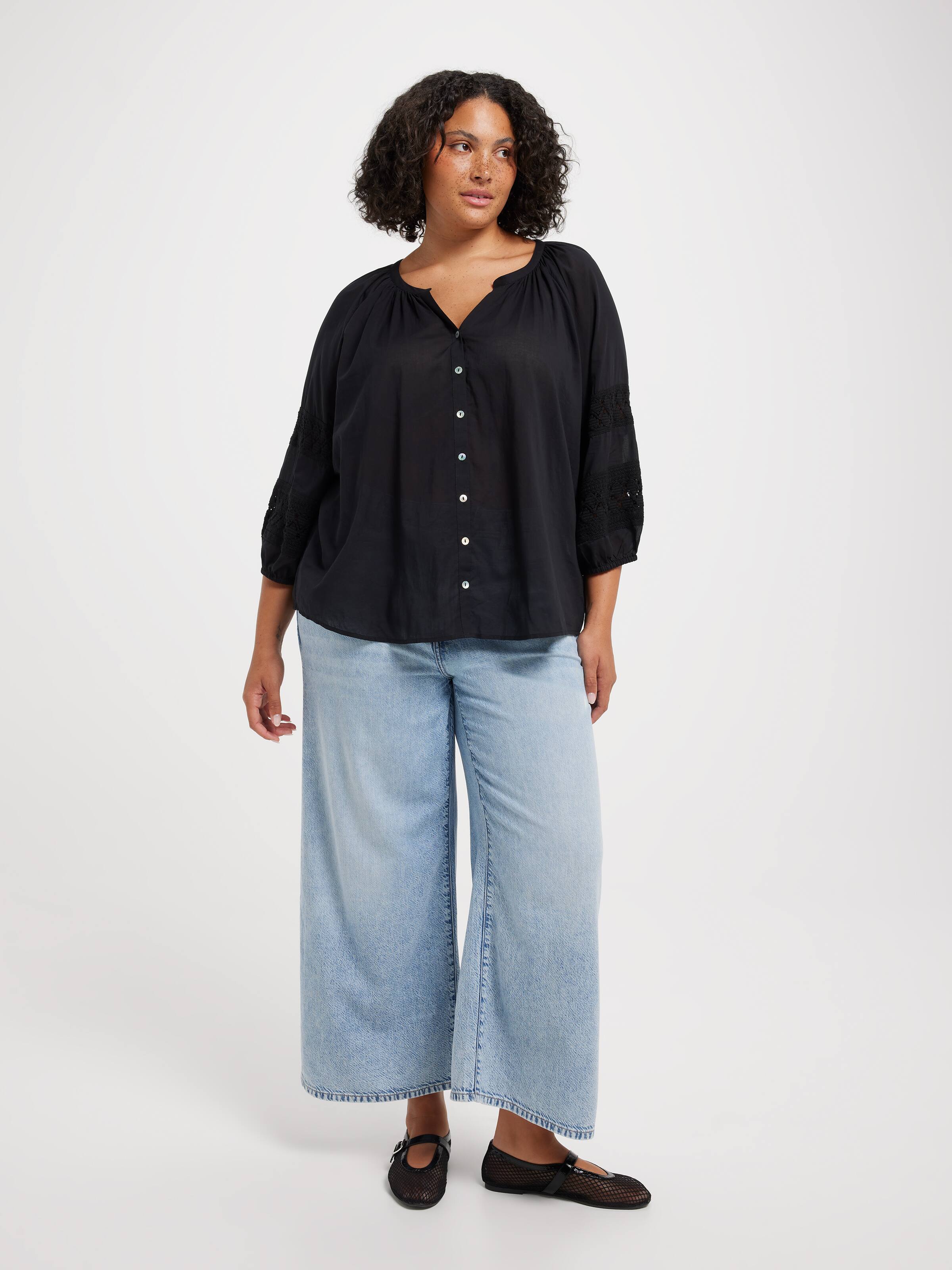 Curve Calypso 3/4 Sleeve Button Through Blouse