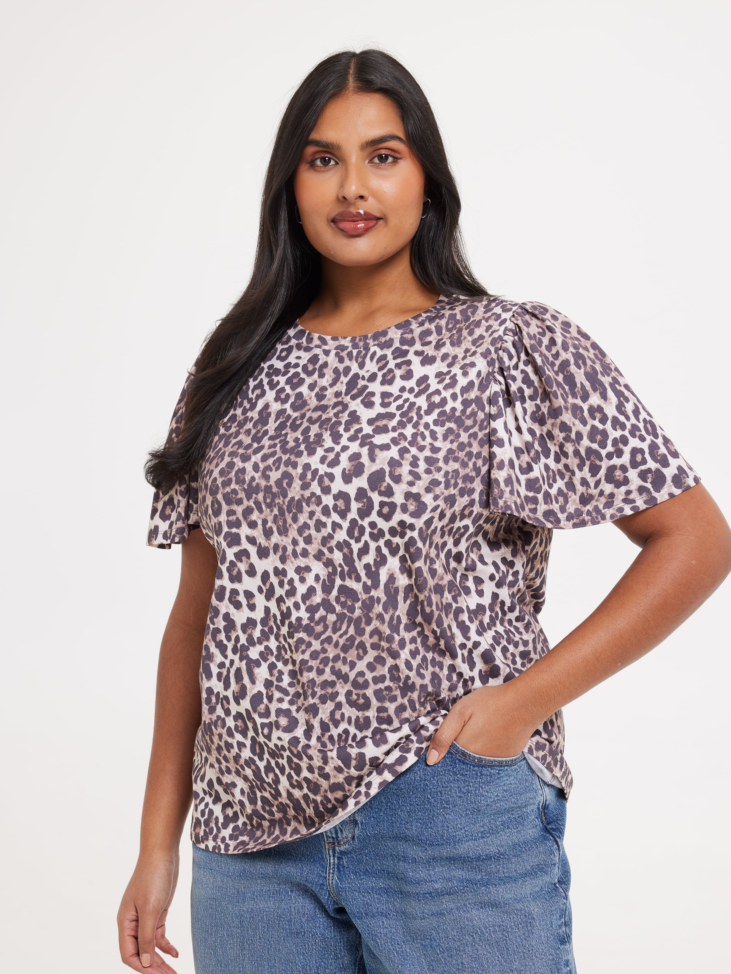 Curve Giselle Flutter Sleeve Top
