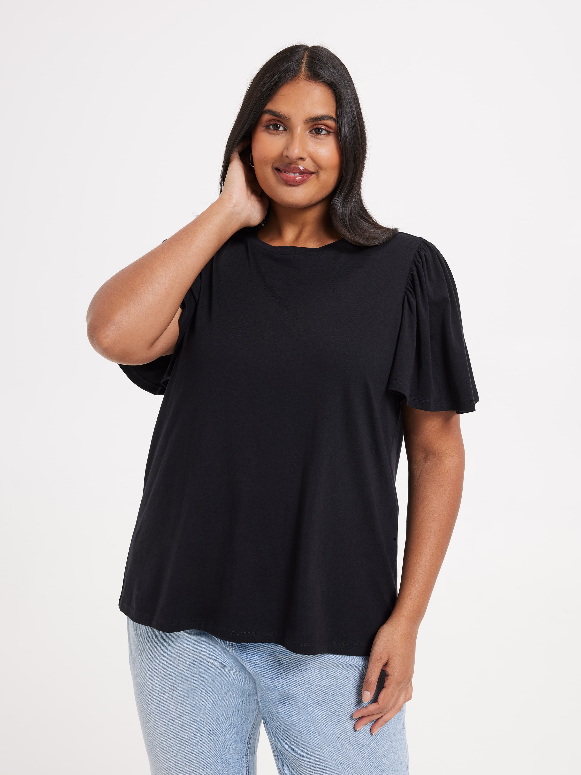 Curve Giselle Flutter Sleeve Top