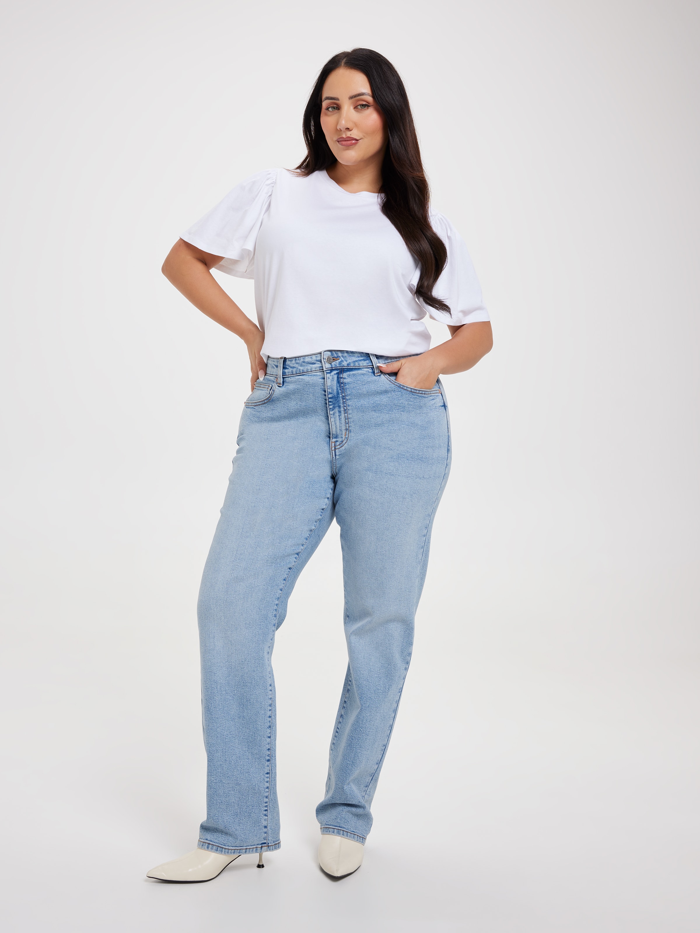Curve Giselle Flutter Sleeve Top