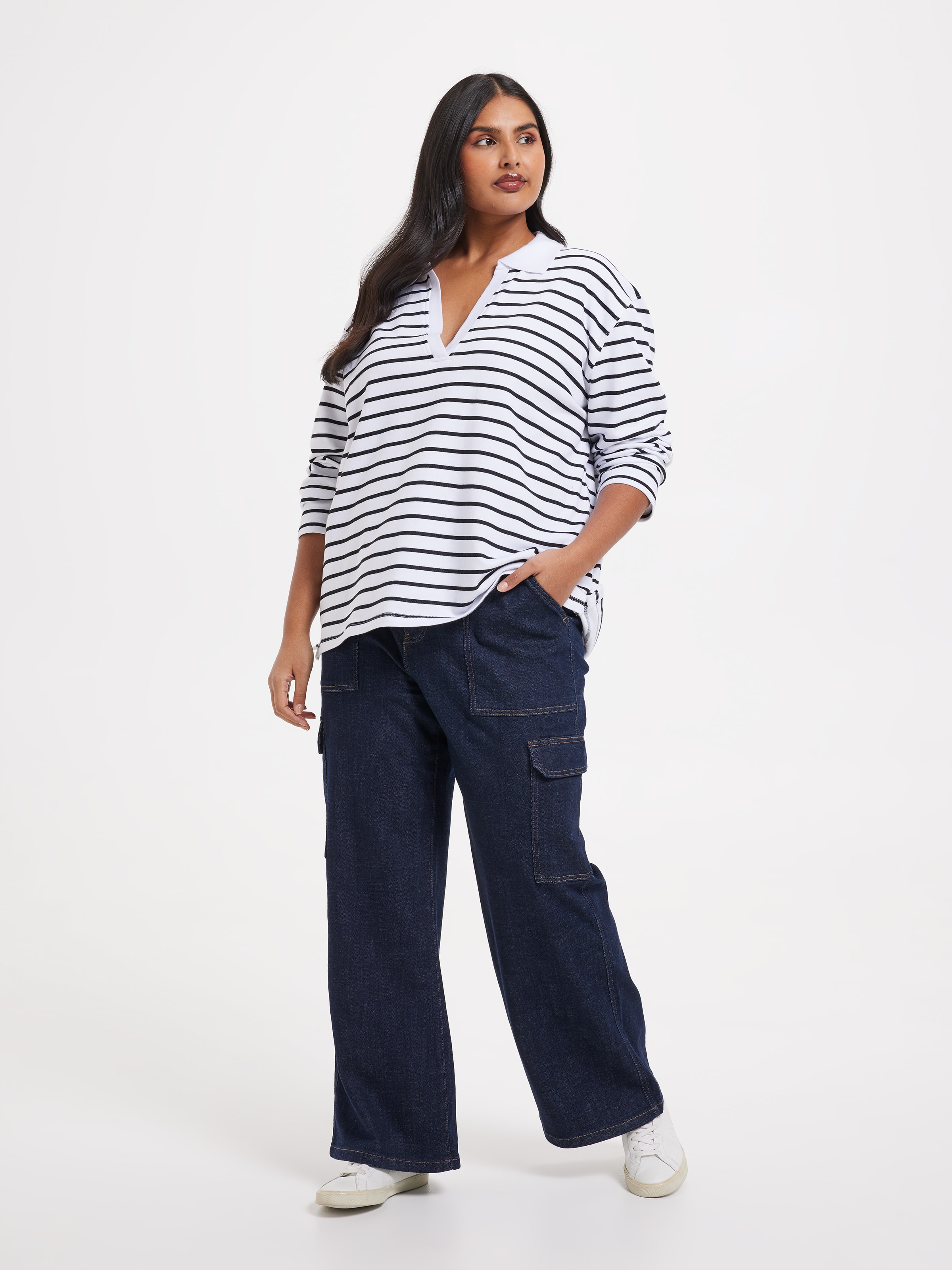 Curve Jessi Rugby Stripe Top