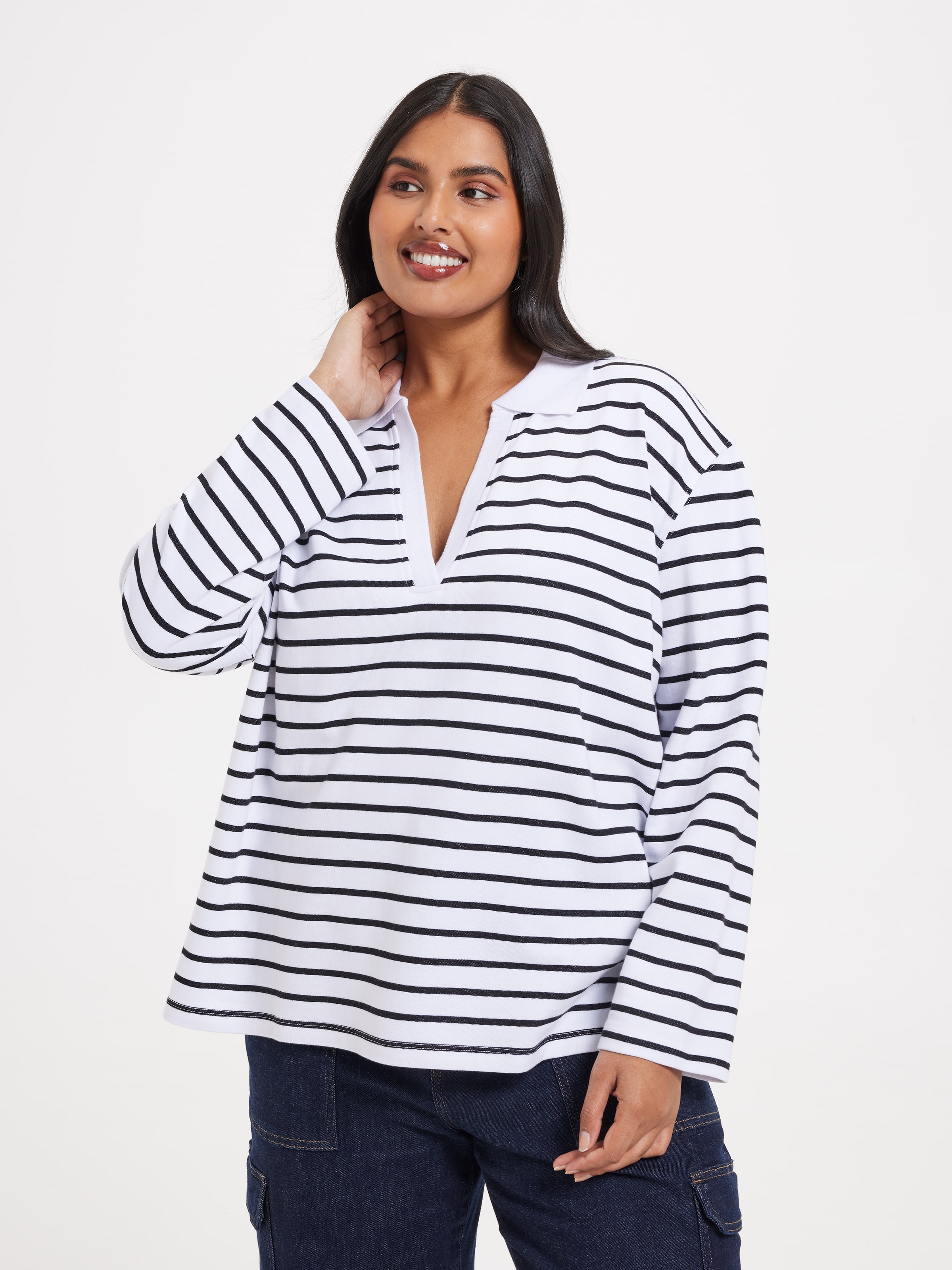 Curve Jessi Rugby Stripe Top