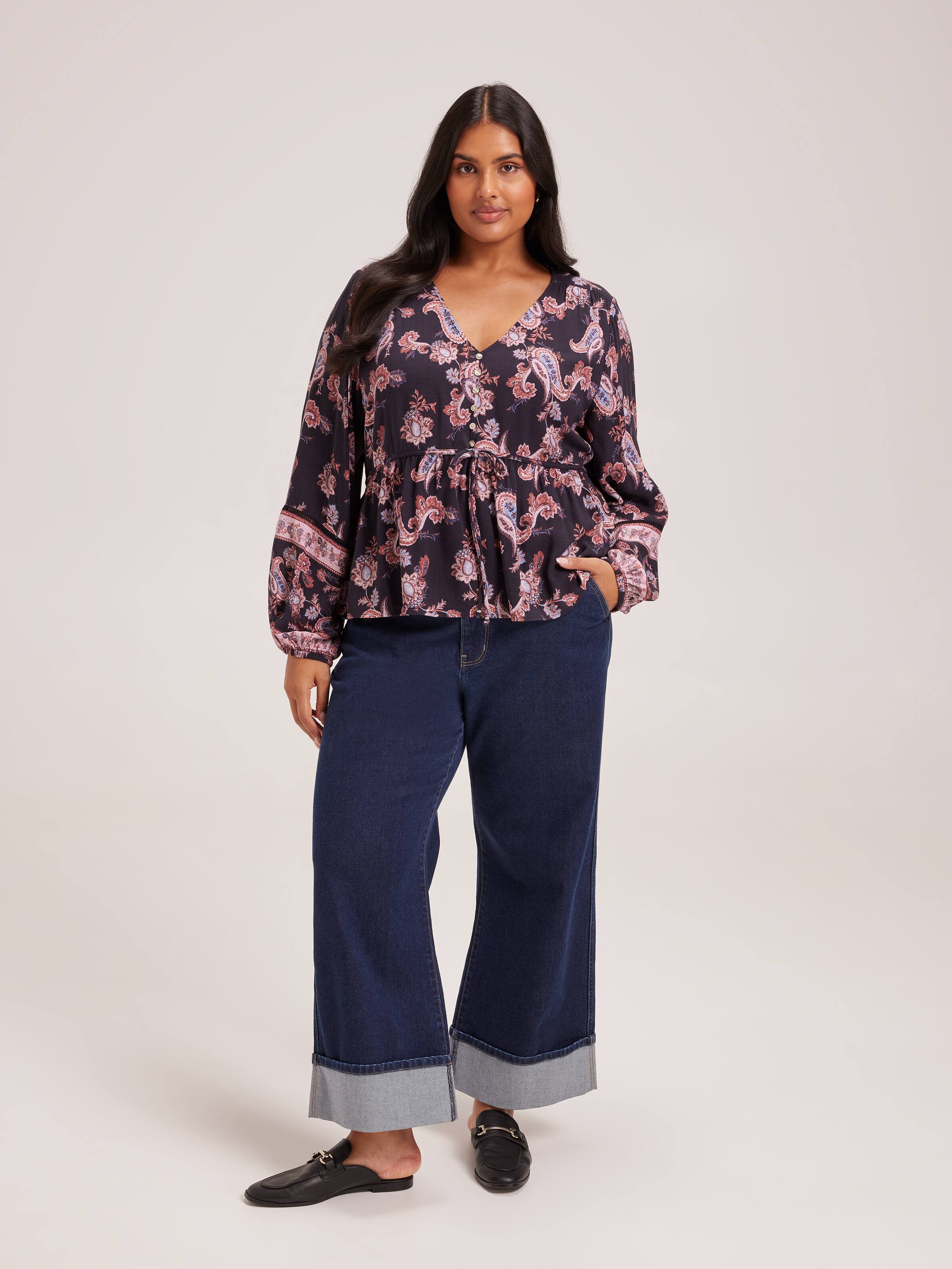 Curve Sofia V-Neck Tie Front Blouse