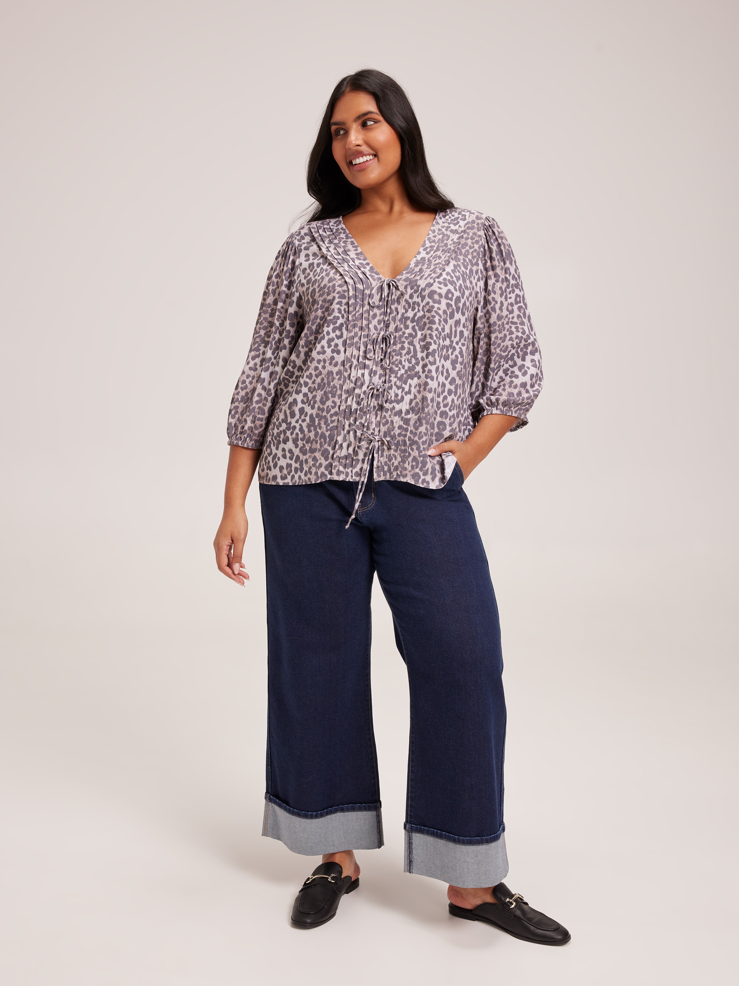 Curve Tobi Tie Front Blouse
