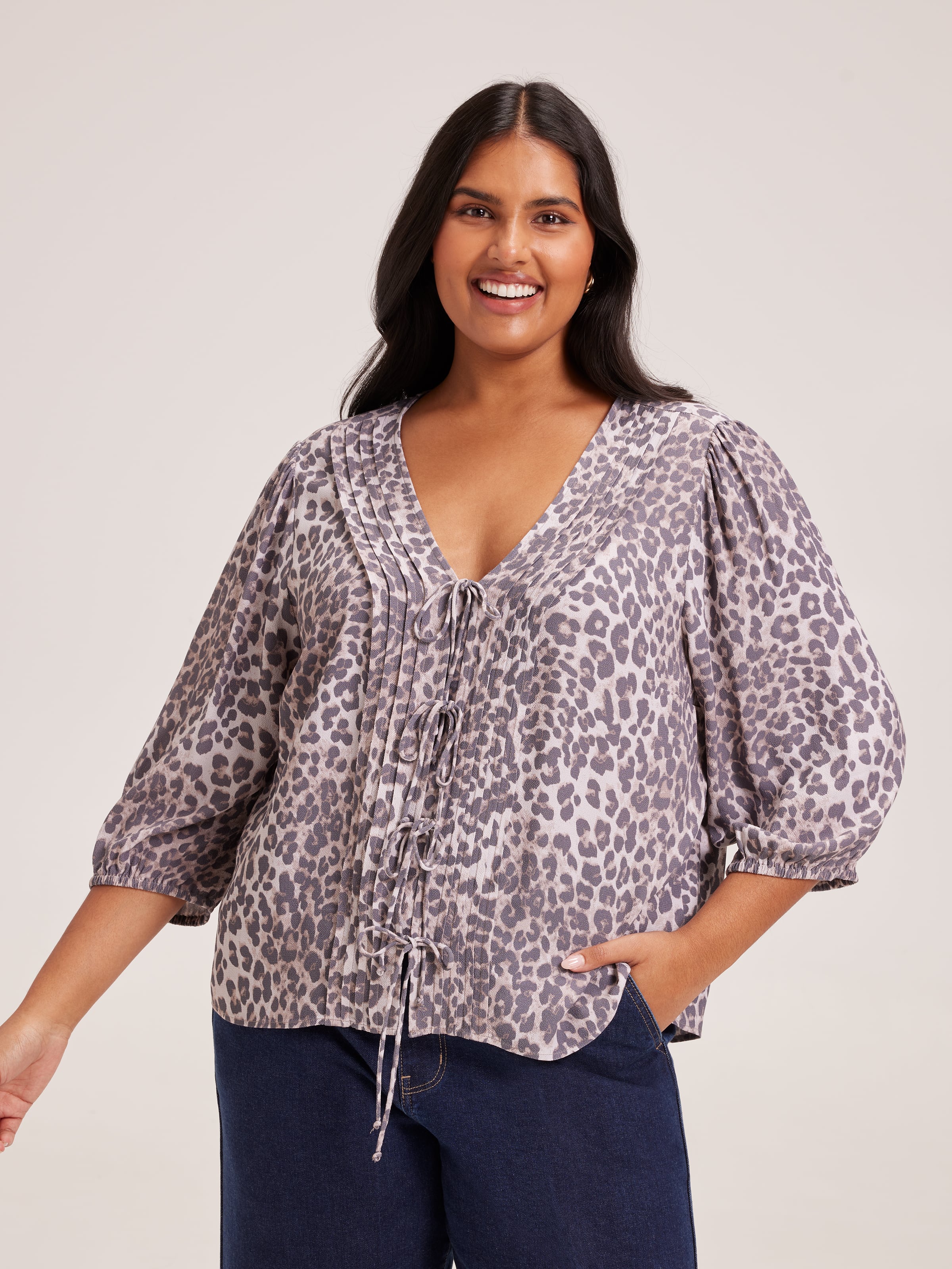 Curve Tobi Tie Front Blouse
