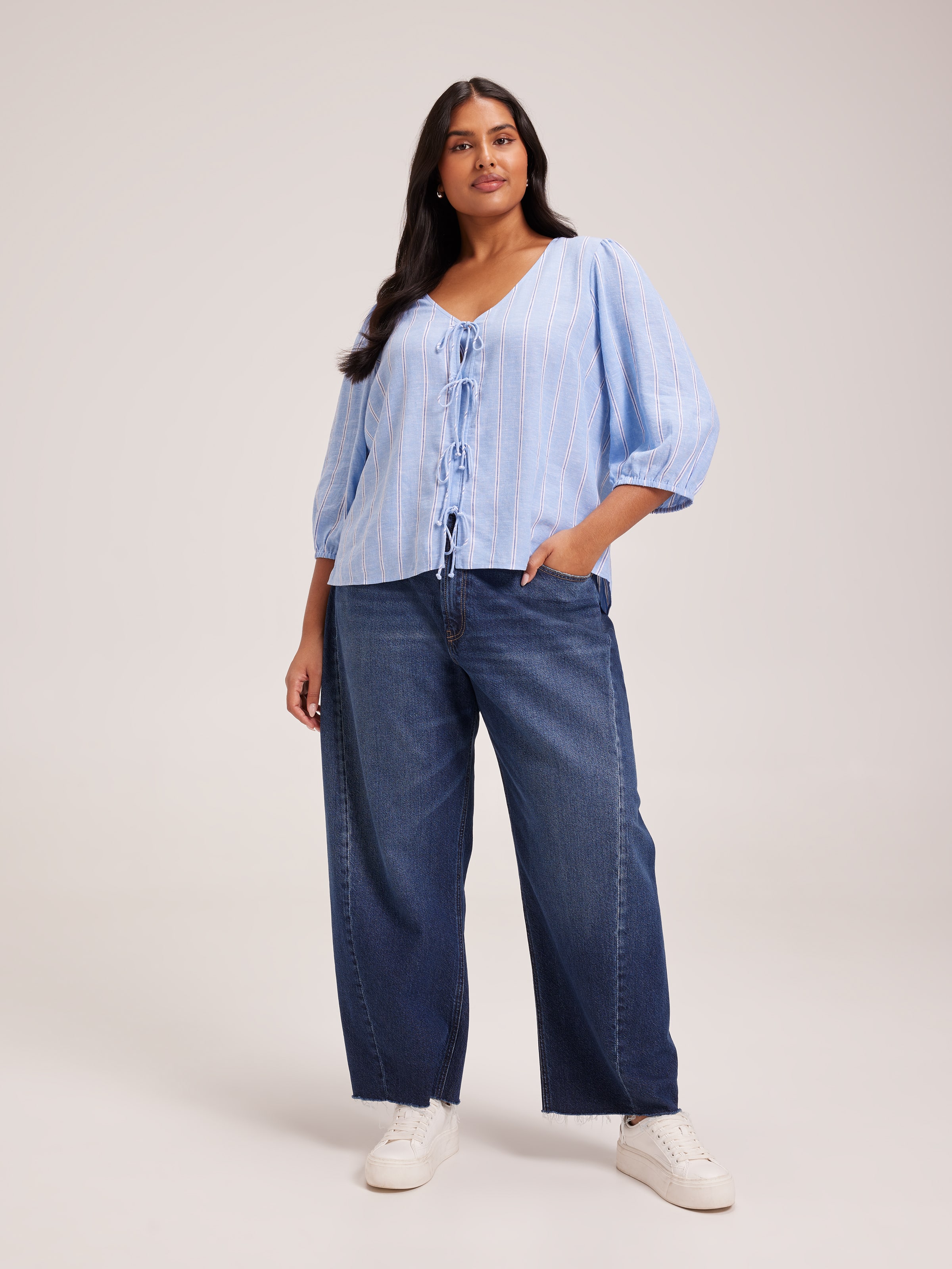 Curve Tobi Tie Front Blouse