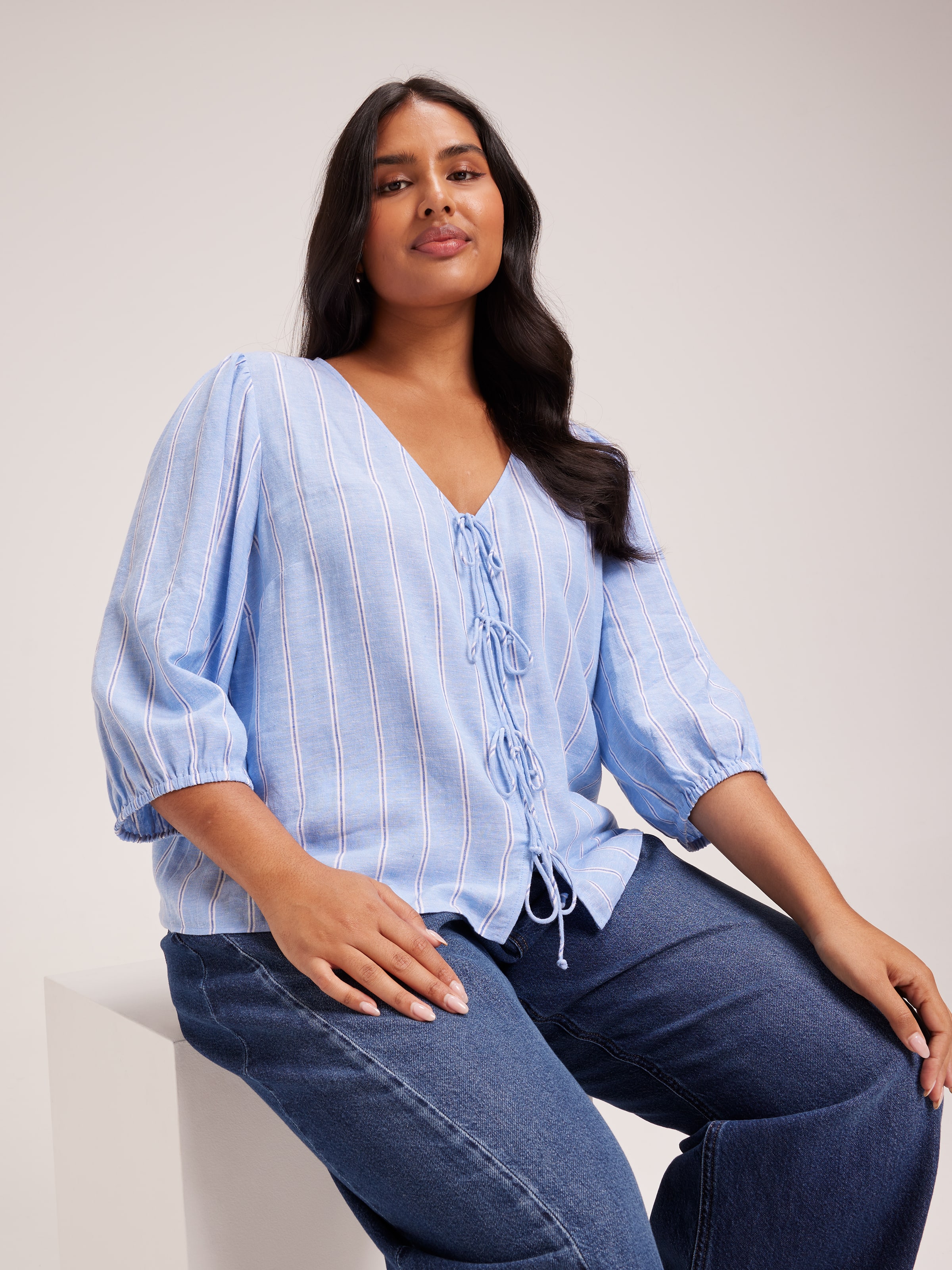 Curve Tobi Tie Front Blouse