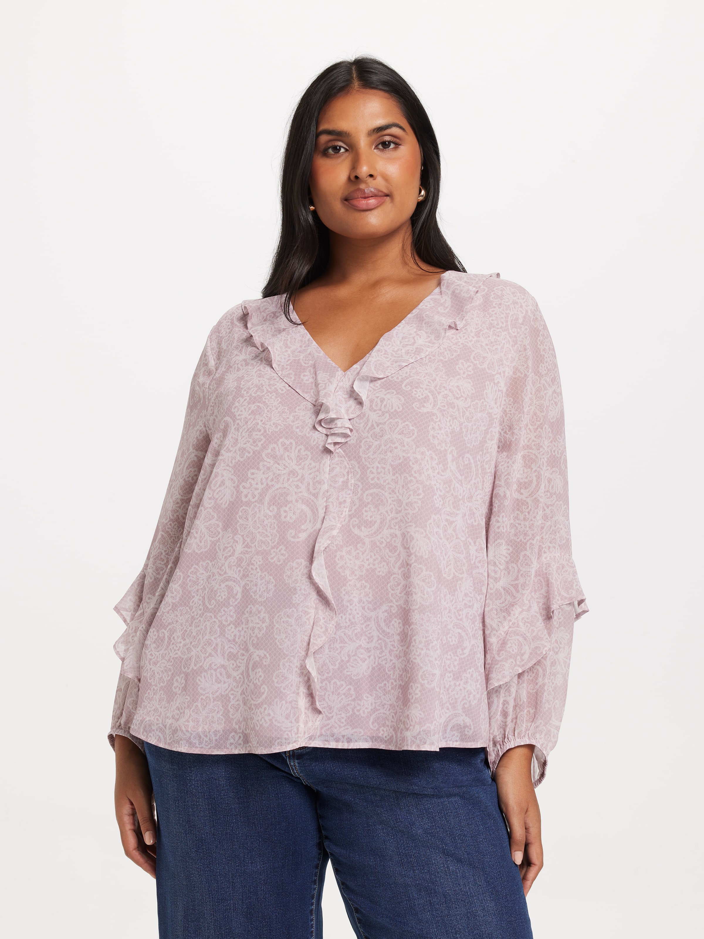 Curve Daphne Frill Neck Blouse