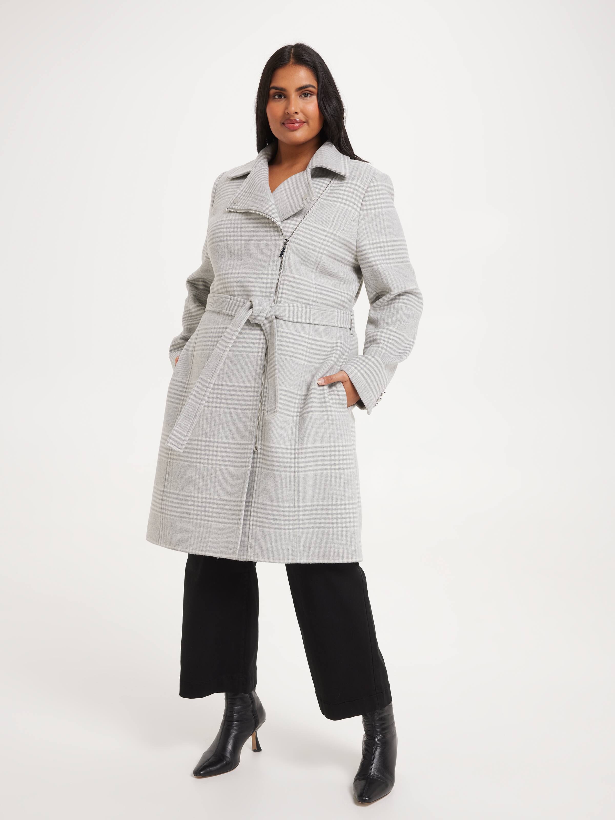 Curve Chloe Zip Check Wrap Coat