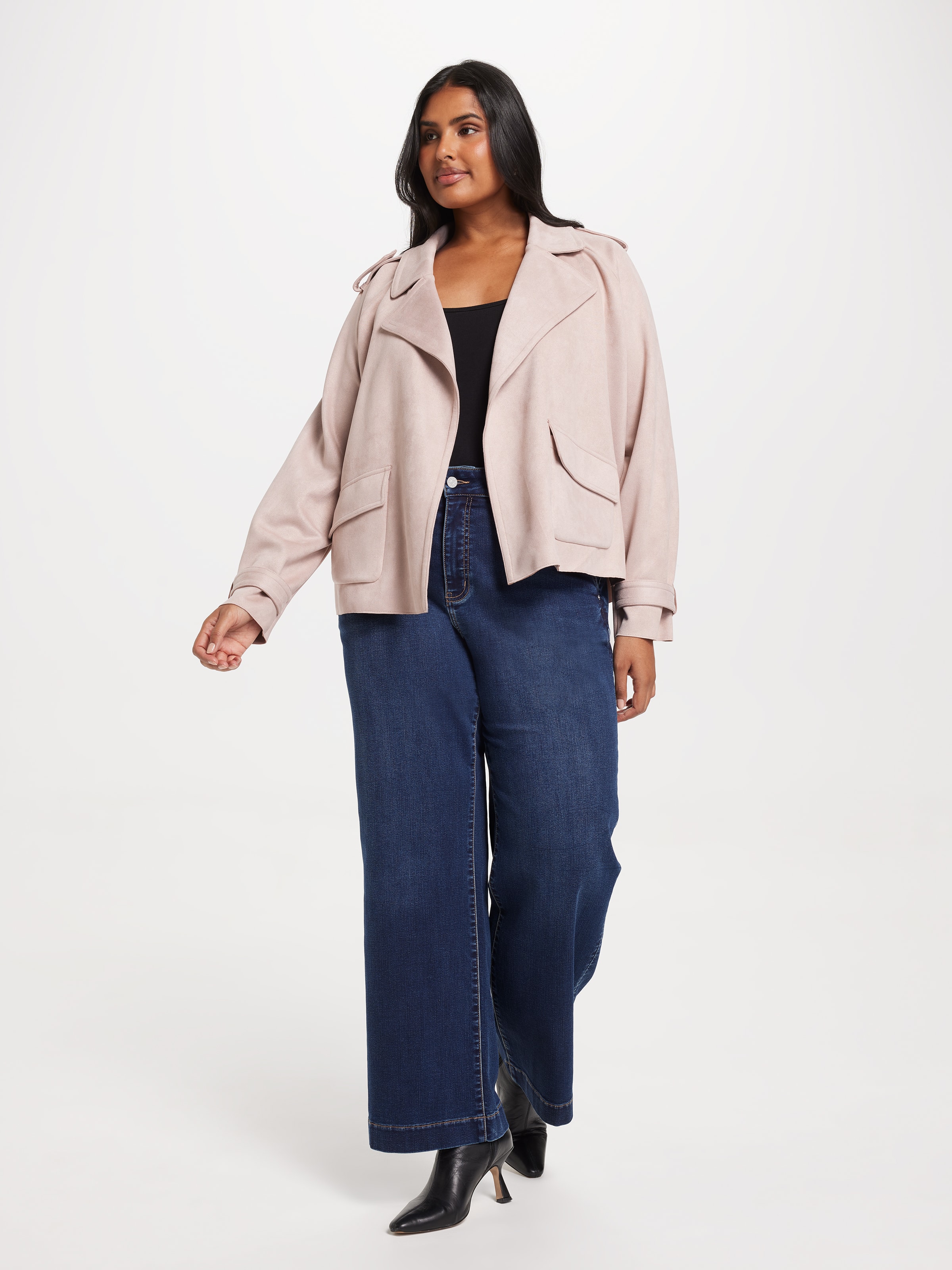 Curve Hazel Short Suedette Trench