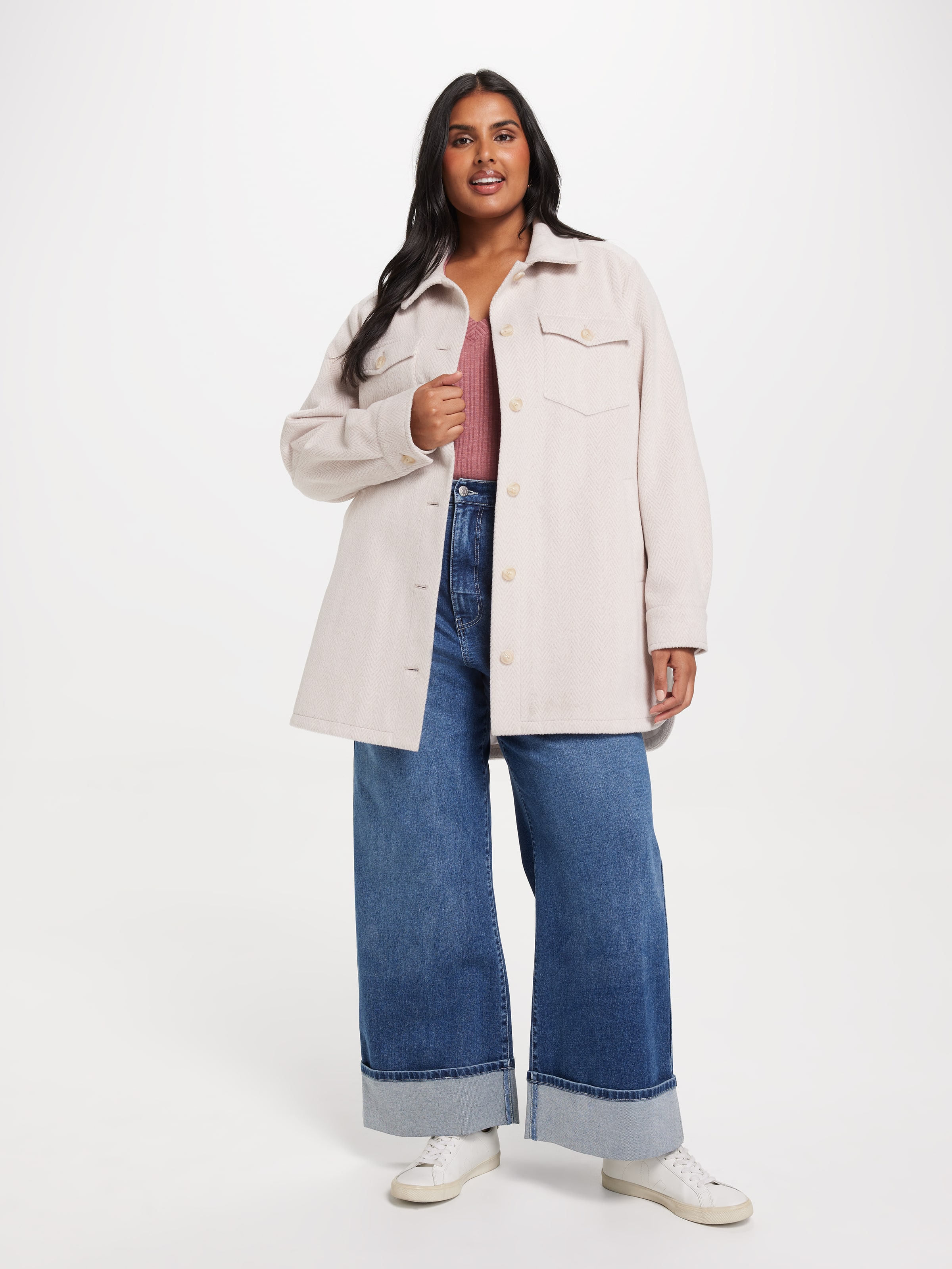 Curve Nicole Herringbone Mid Shacket