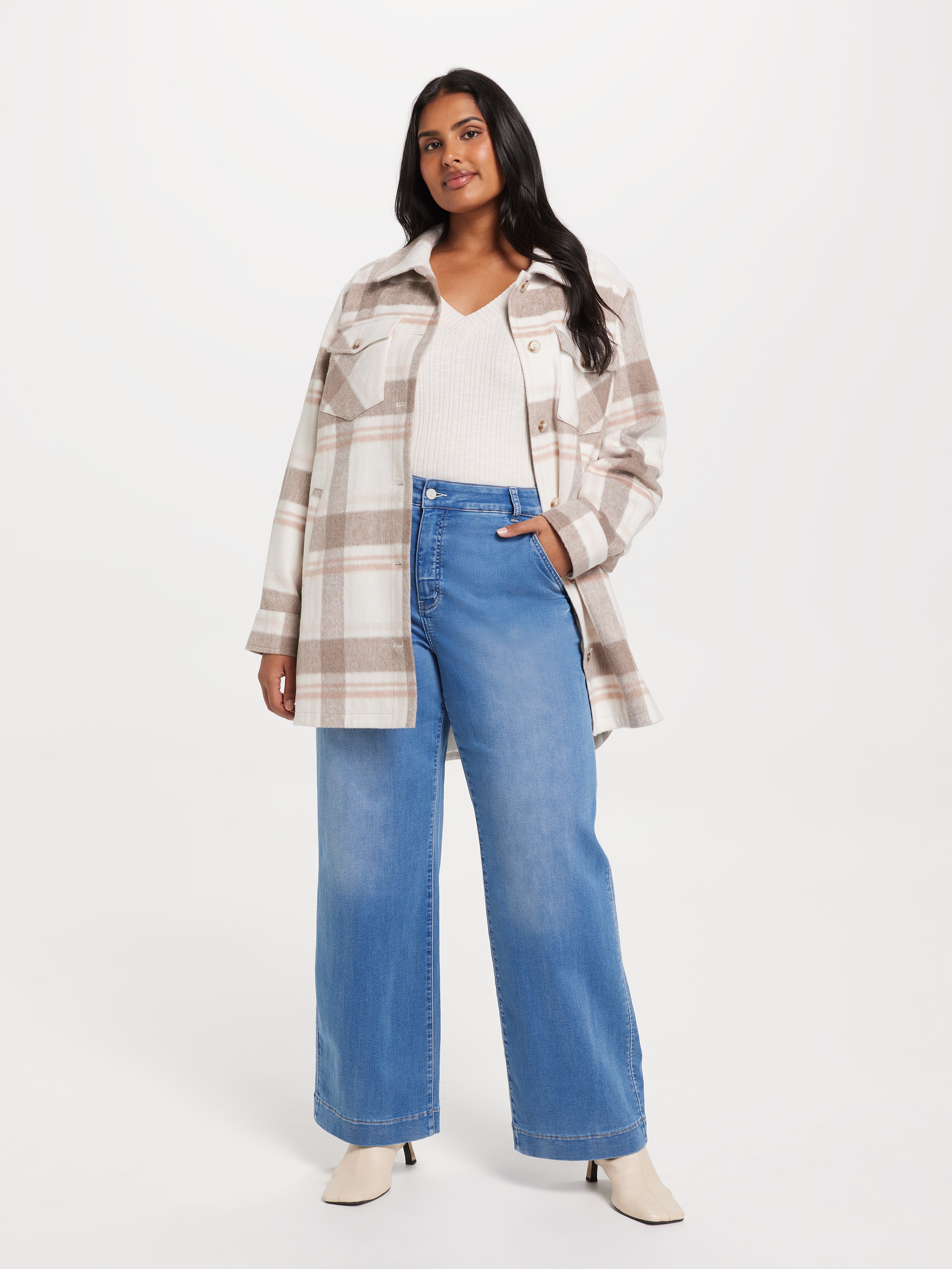 Curve Nicole Mid Tweed Check Shacket