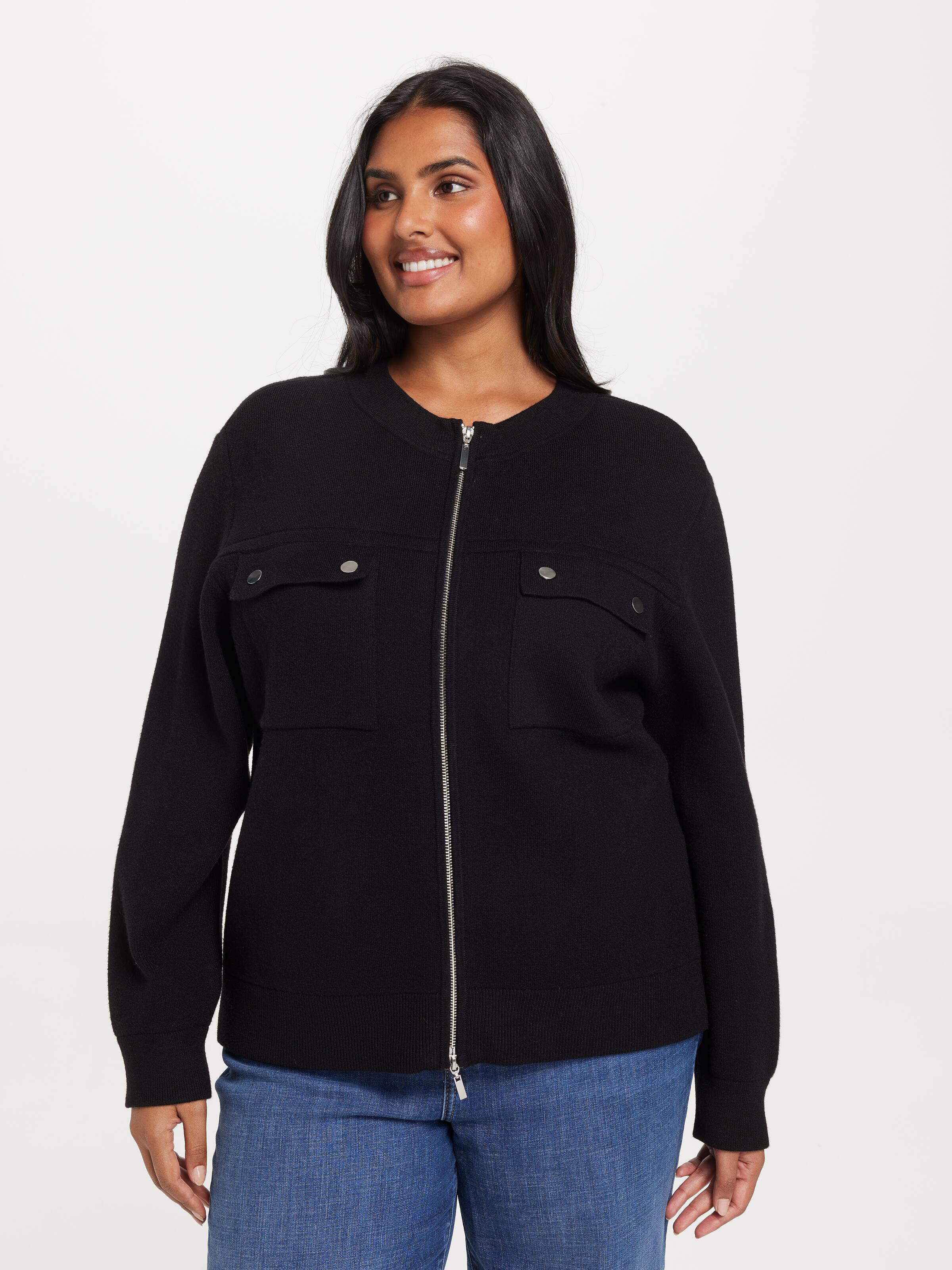 Curve Alexis Pocket Detail Knit Bomber