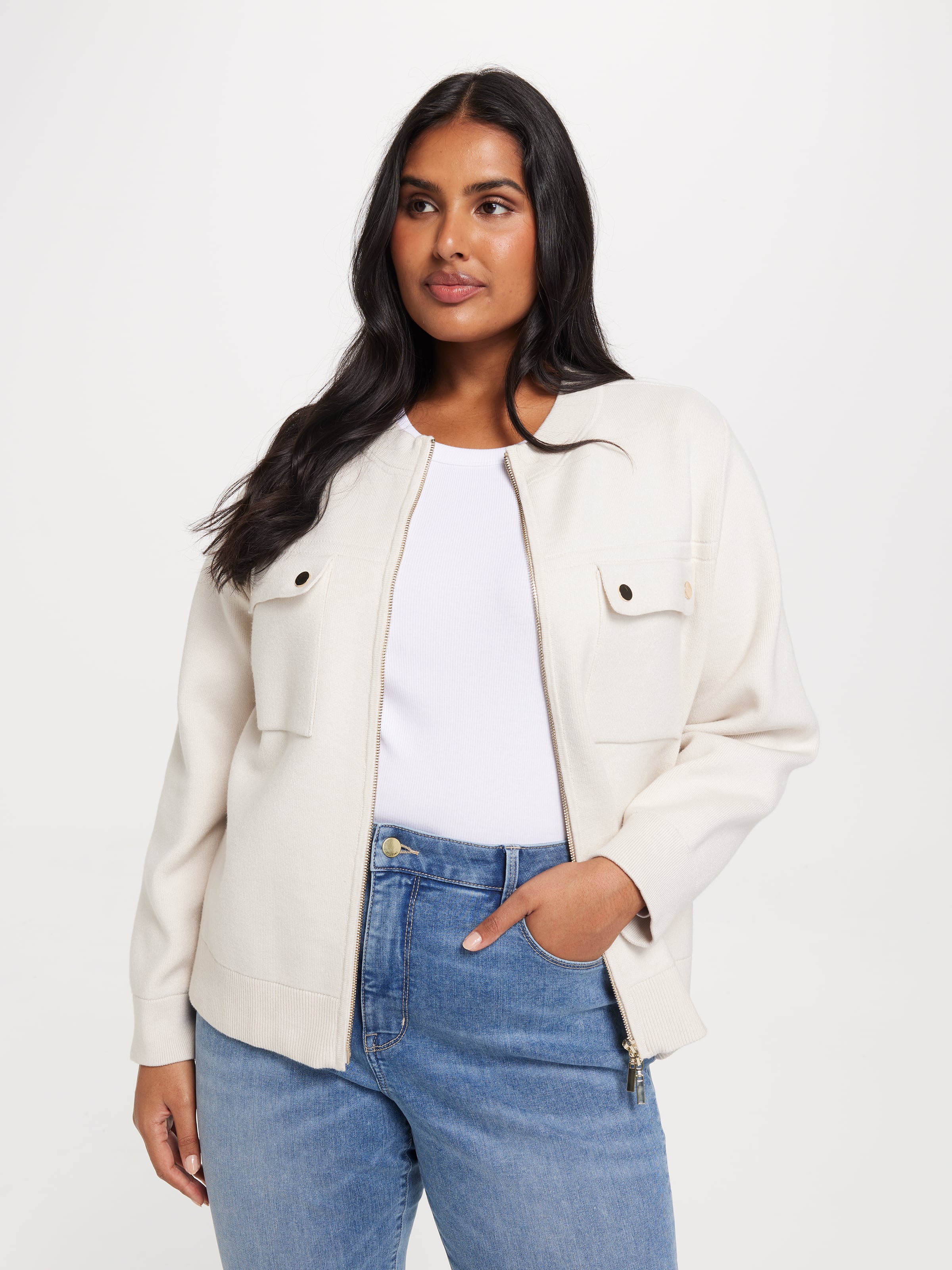 Curve Alexis Pocket Detail Knit Bomber