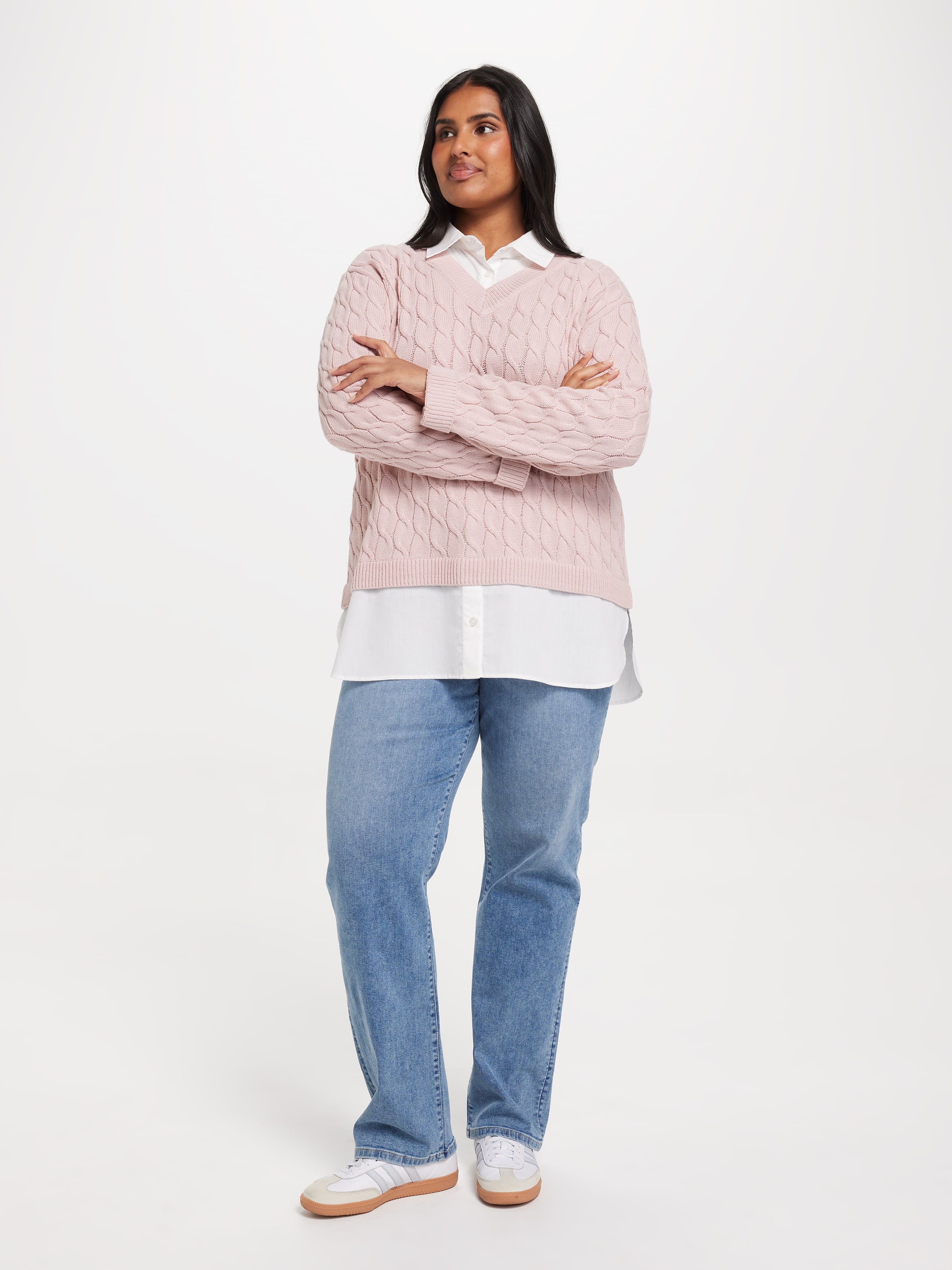 Curve Kelsey Half Shirt Pullover